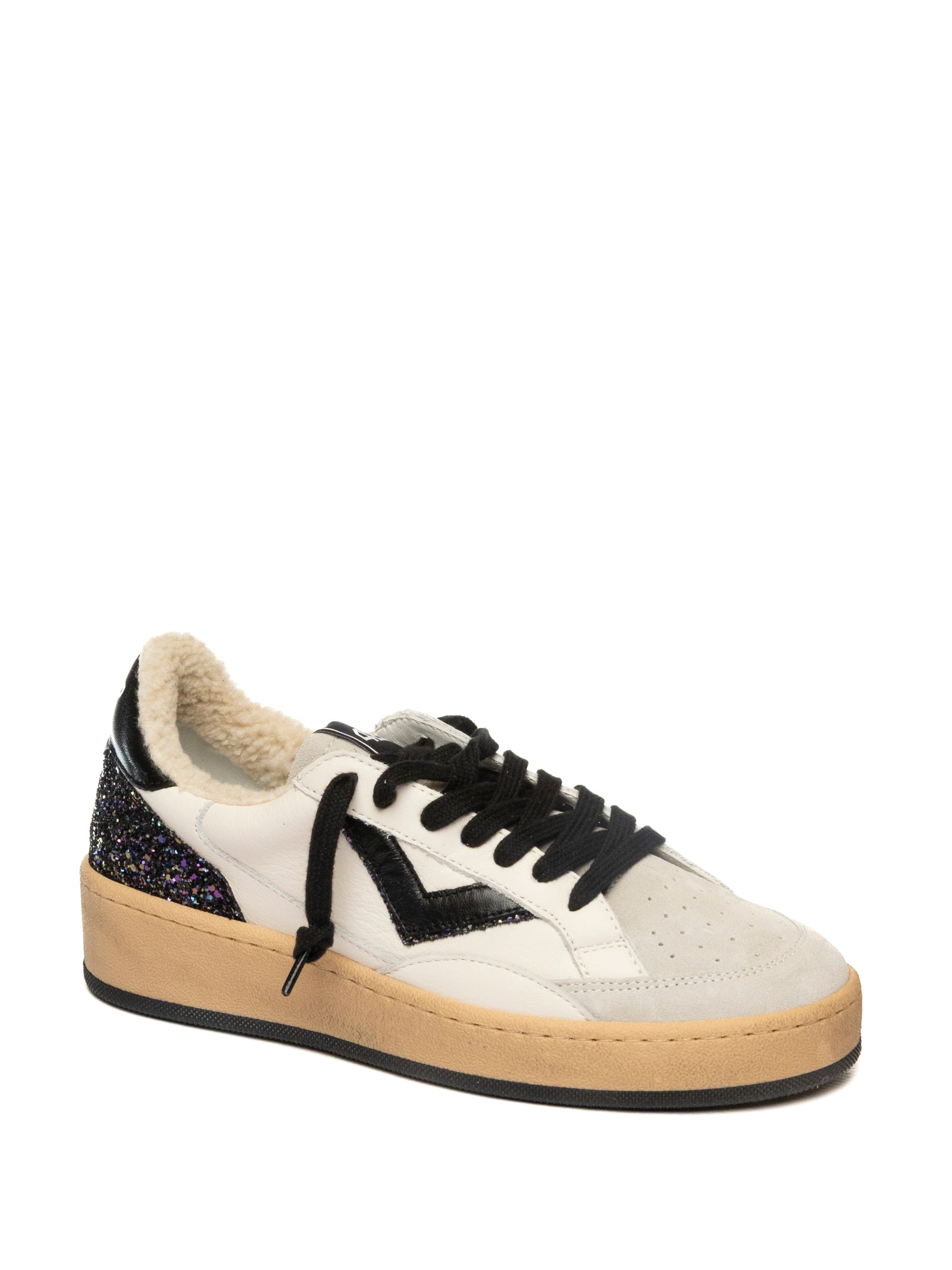 4B12 Sneaker play new glitter bianco/nero PLAYNEW D PELLE/GLITT-226