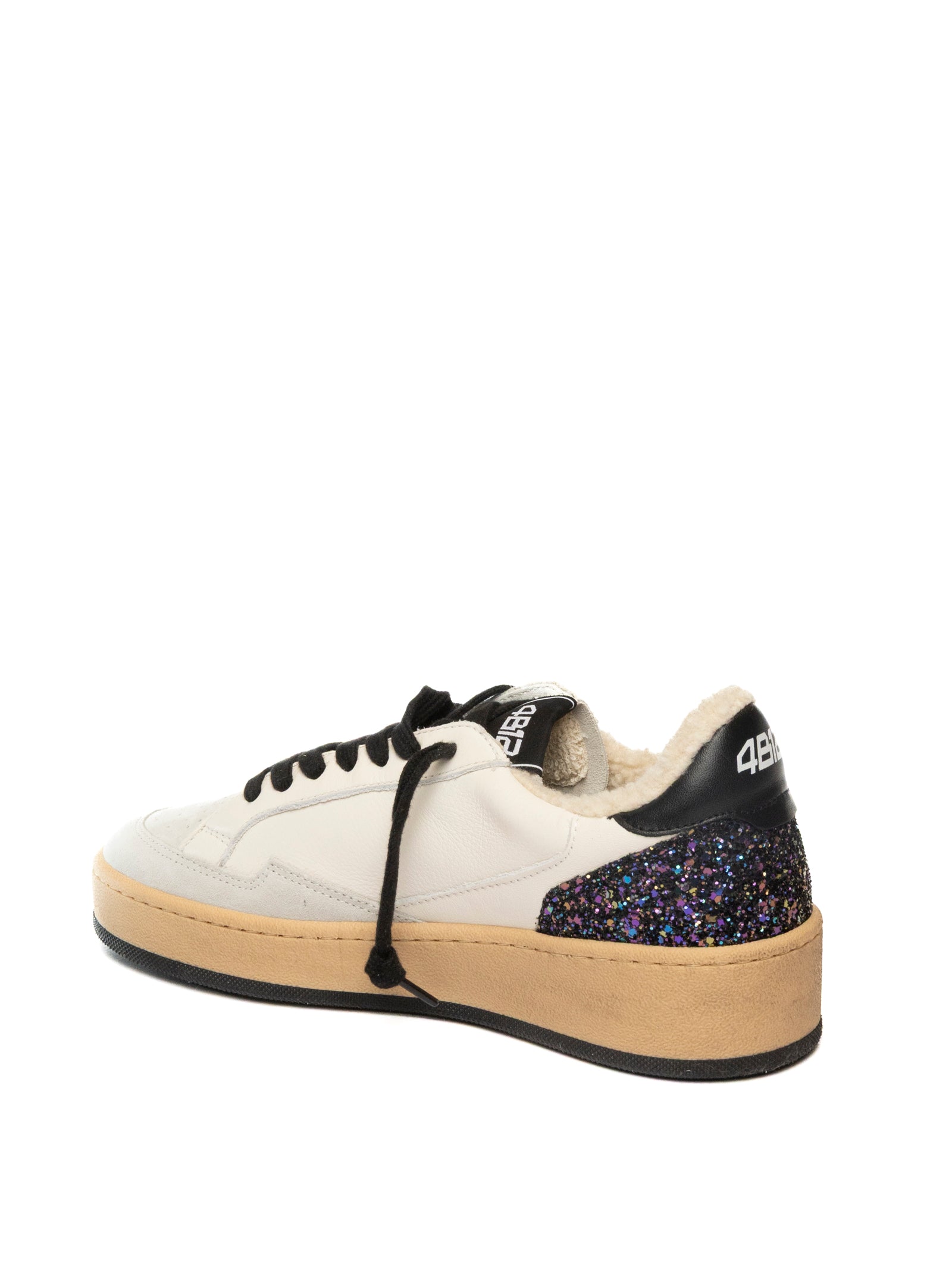 4B12 Sneaker play new glitter bianco/nero PLAYNEW D PELLE/GLITT-226
