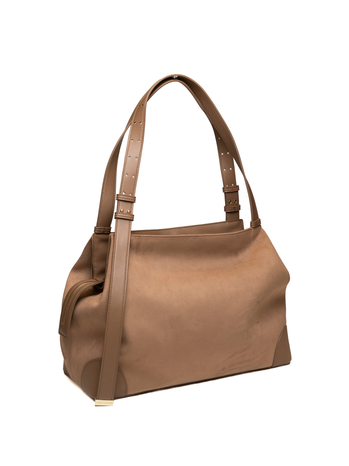 Borsa a spalla hobo Armani Exchange vista di tre quarti con soffietto e zip