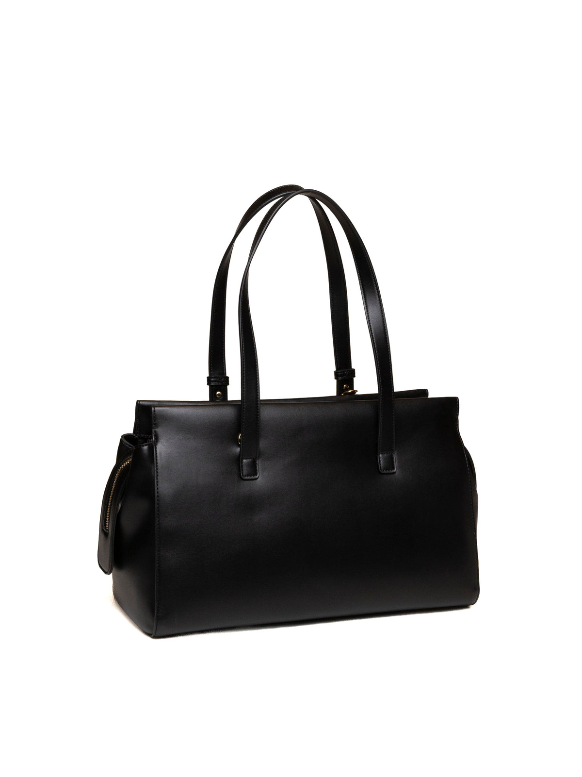 Borsa a spalla in pelle nera Armani Exchange con manici lunghi vista posteriore