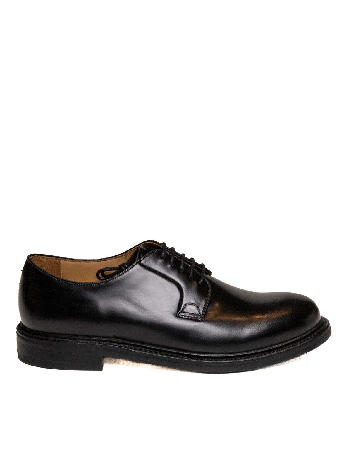 Scarpa Derby in pelle Rois nera Berwick vista di profilo laterale esterno