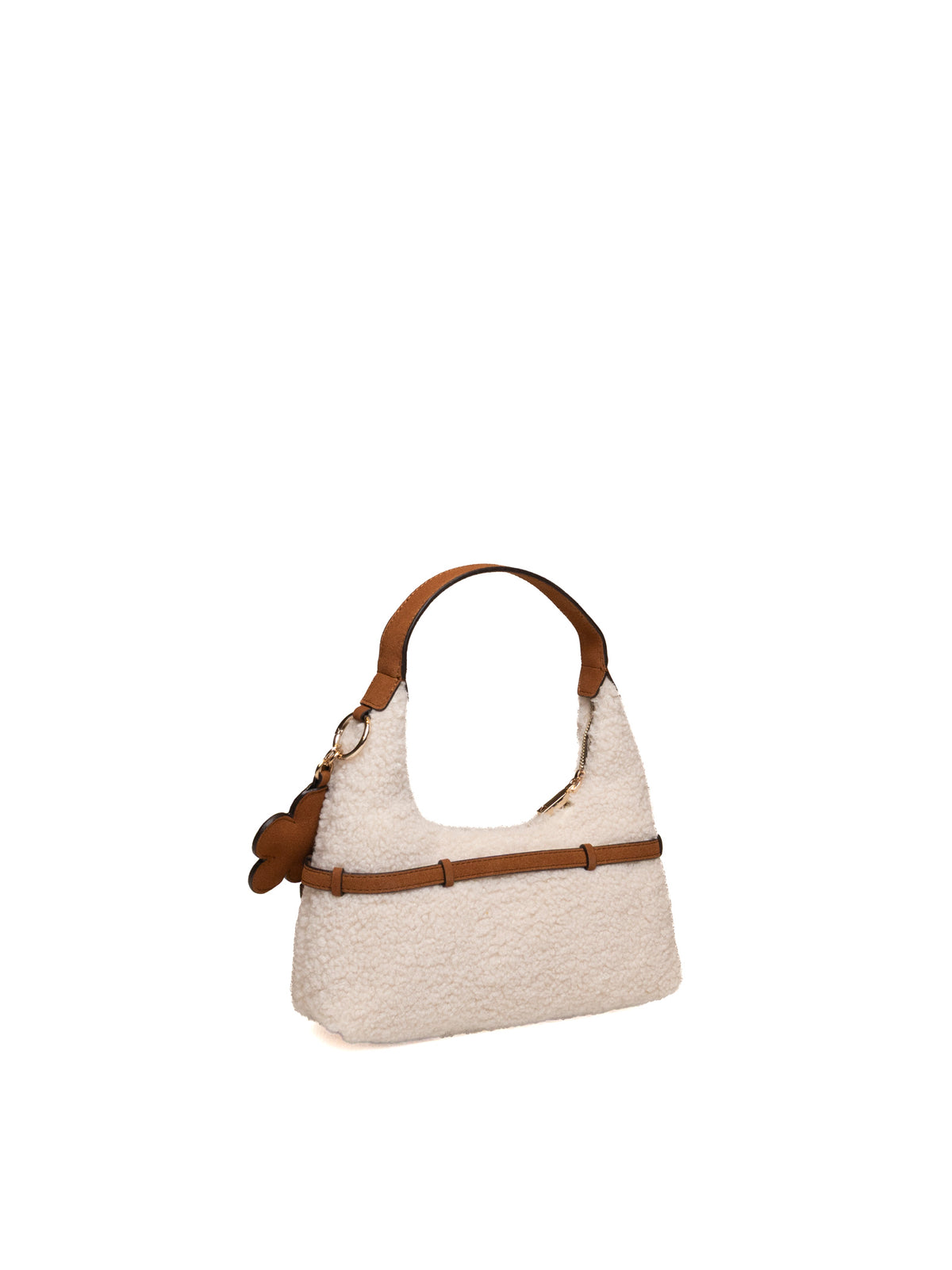 Borsa hobo Off White Guess vista da tre quarti posteriore con dettagli marroni