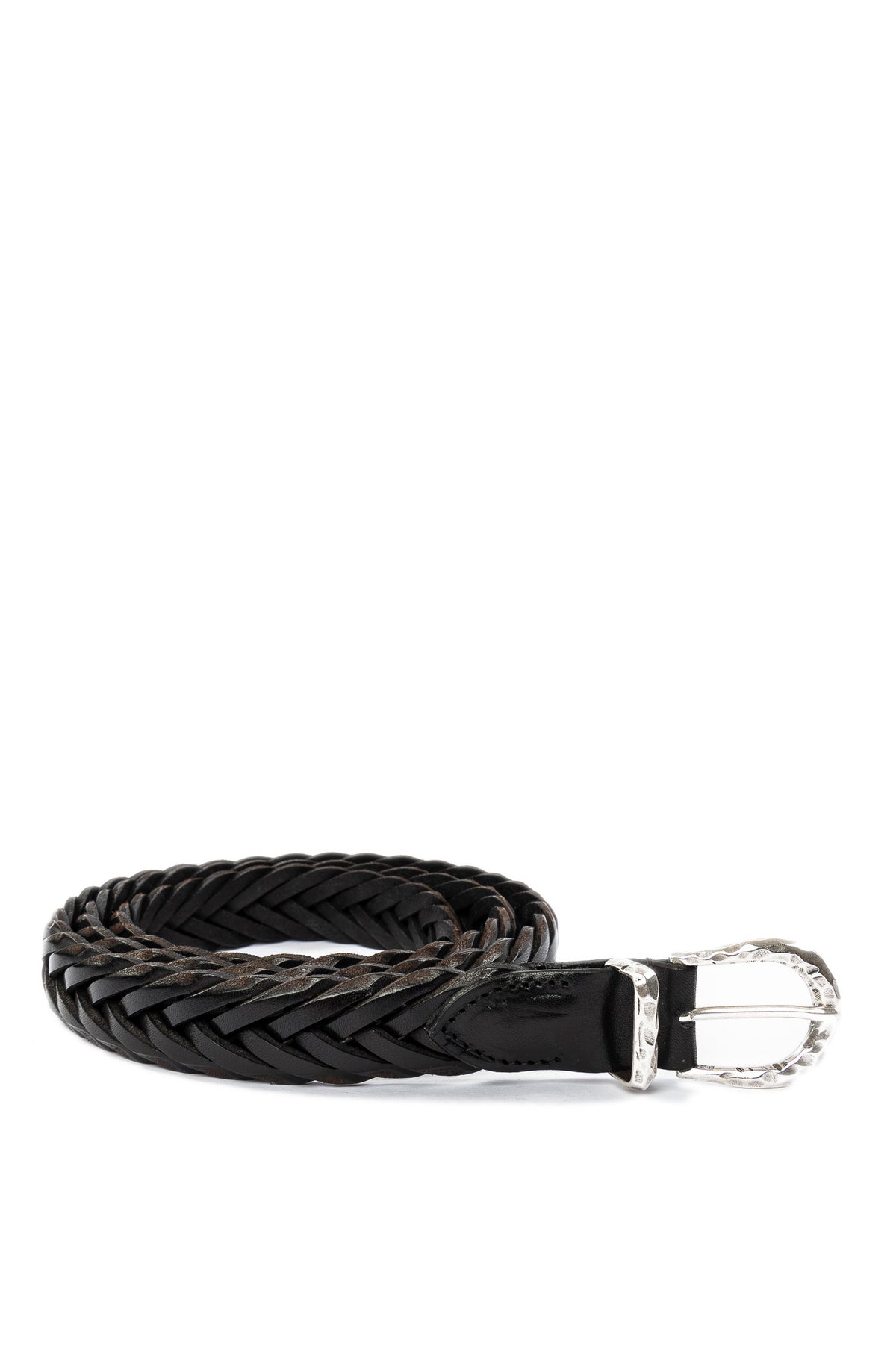 ITALIAN BELTS cintura pelle nera TRECCIA PELLE-NERO