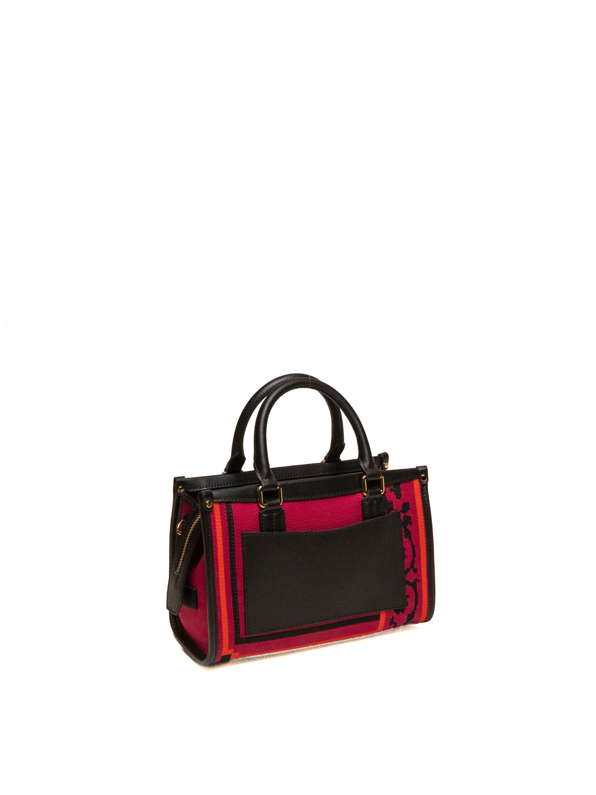 Borsa shopping fucsia in tessuto MY-BEST BAG vista posteriore con tasca applicata