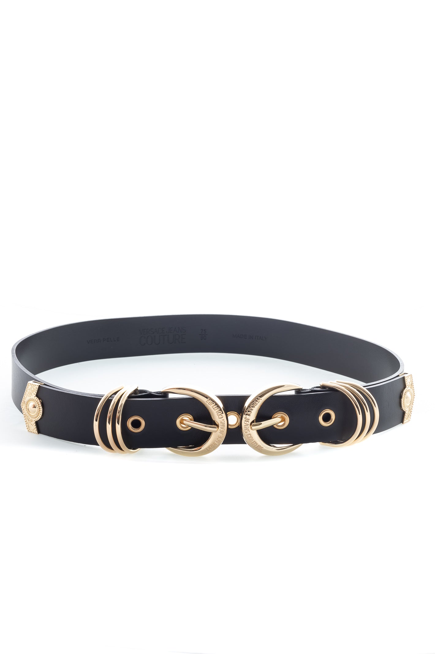 VERSACE JEANS COUTURE Cintura doppia fibbia pelle nero/oro BF11 71447-899