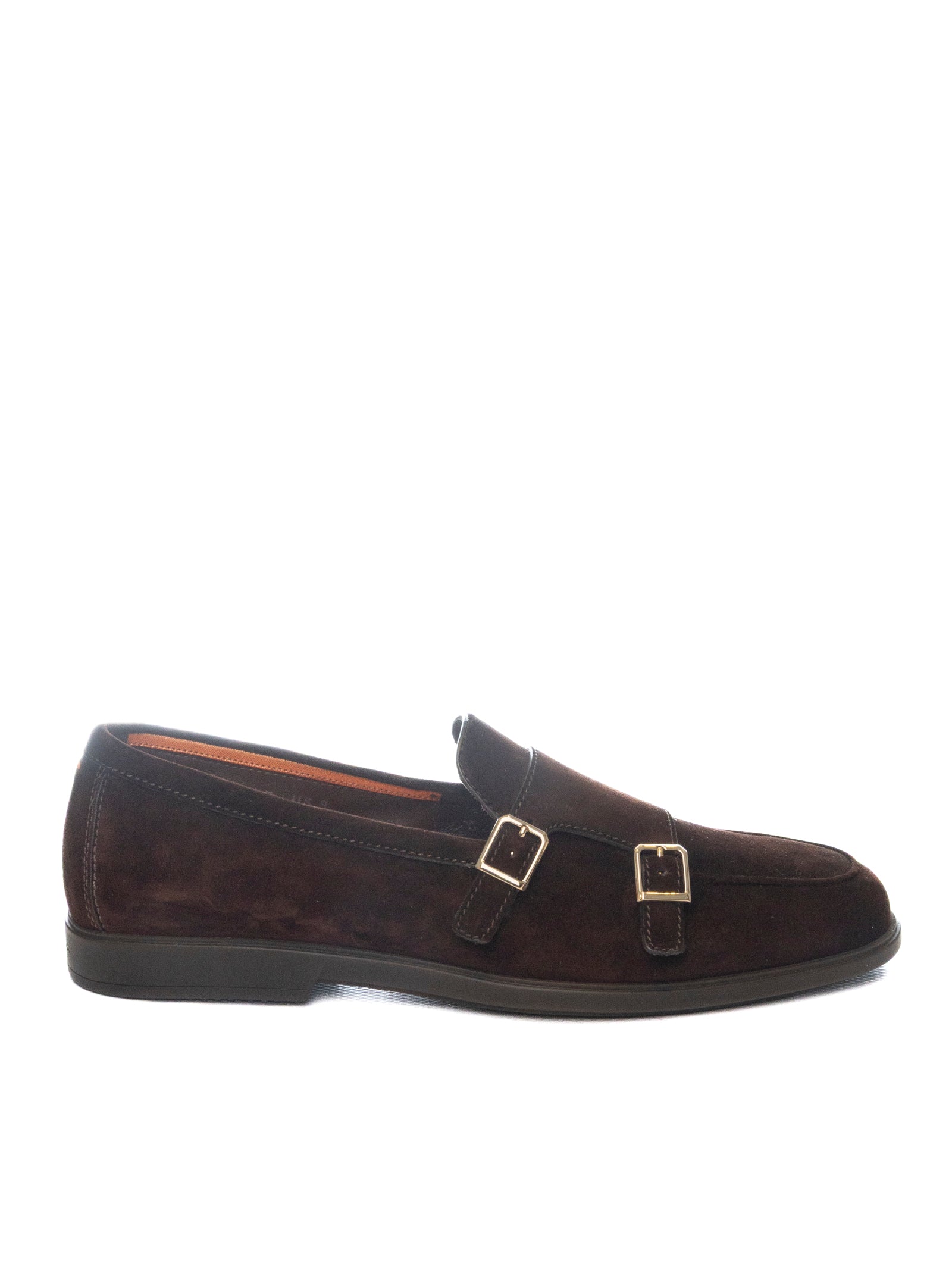 SANTONI Mocassino doppia fibbia camoscio moro 19006 SUEDE-S26