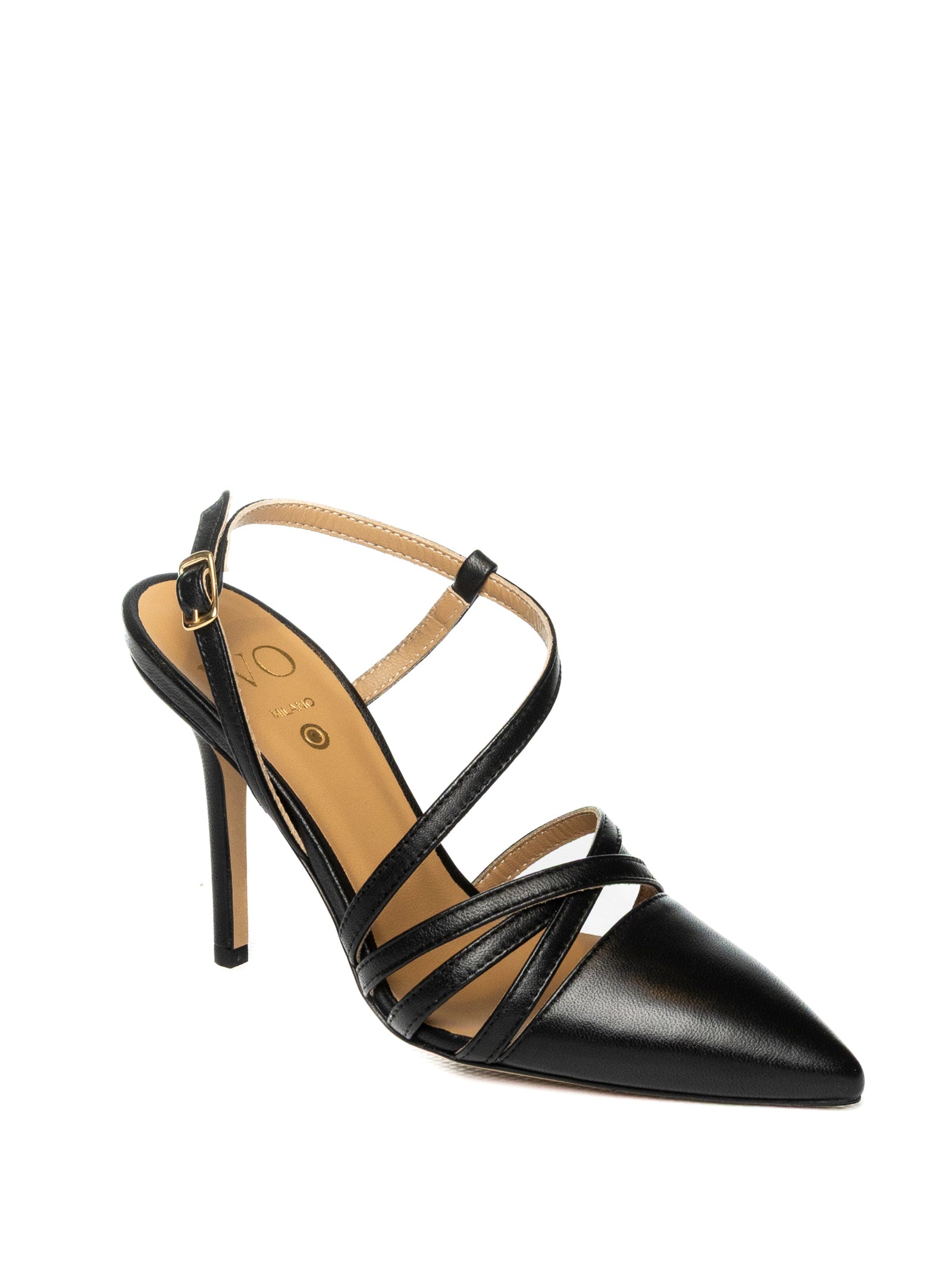 WO MILANO Sandalo pelle nero W215 SETA-NERO