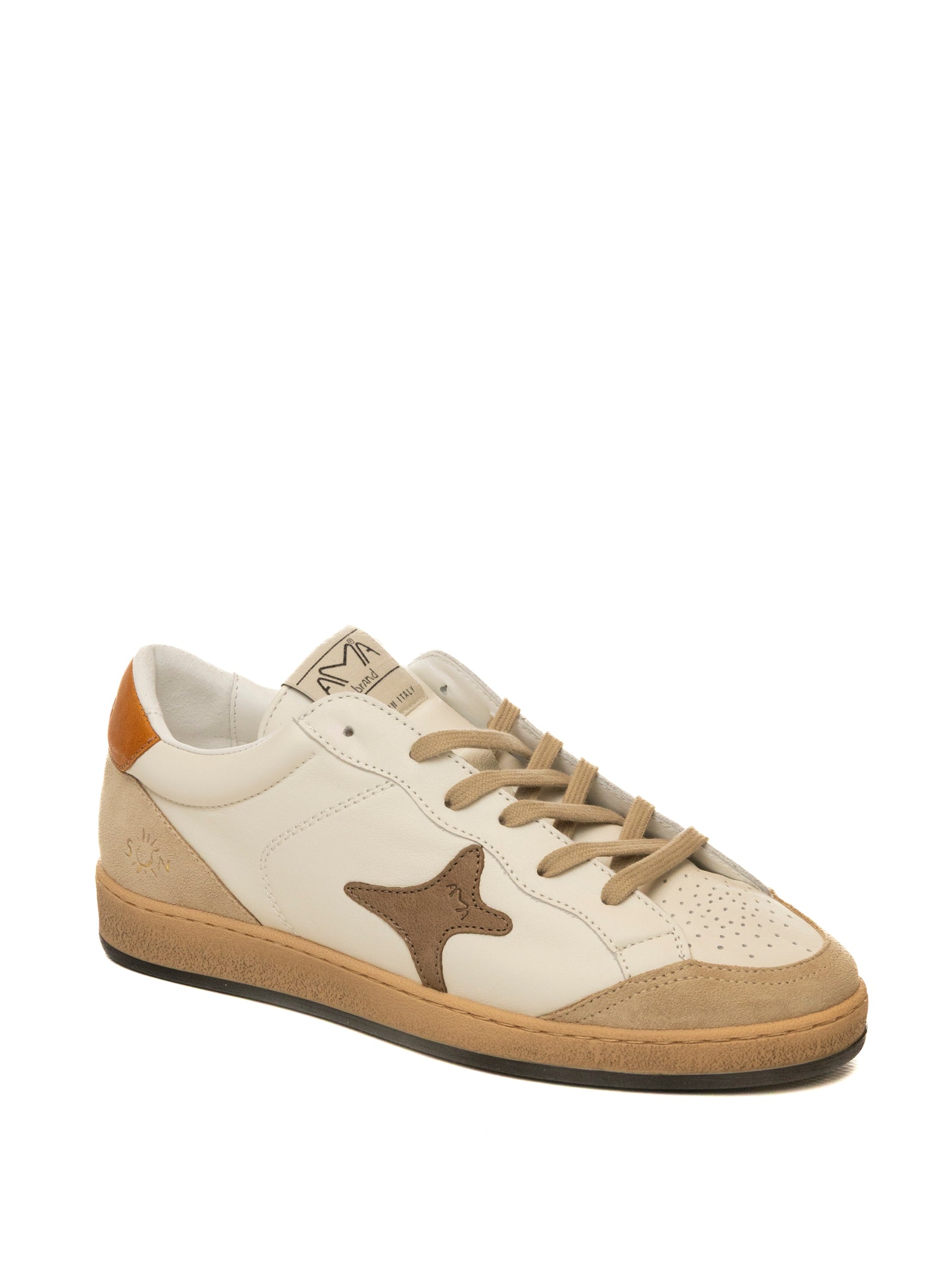 AMA BRAND DELUXE Sneaker sun bianco/cuoio SUN U 4580-BIA/CUOIO