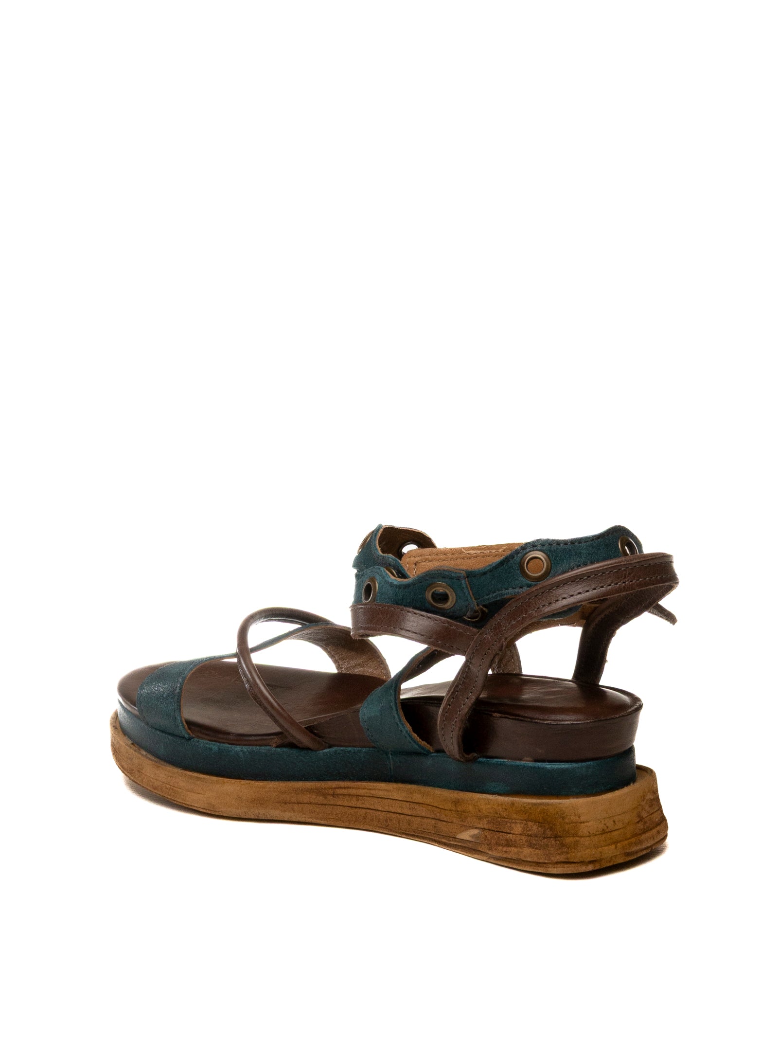 AS98 Sandalo pelle blu/moro A15050 CAMOSCIO-TEA