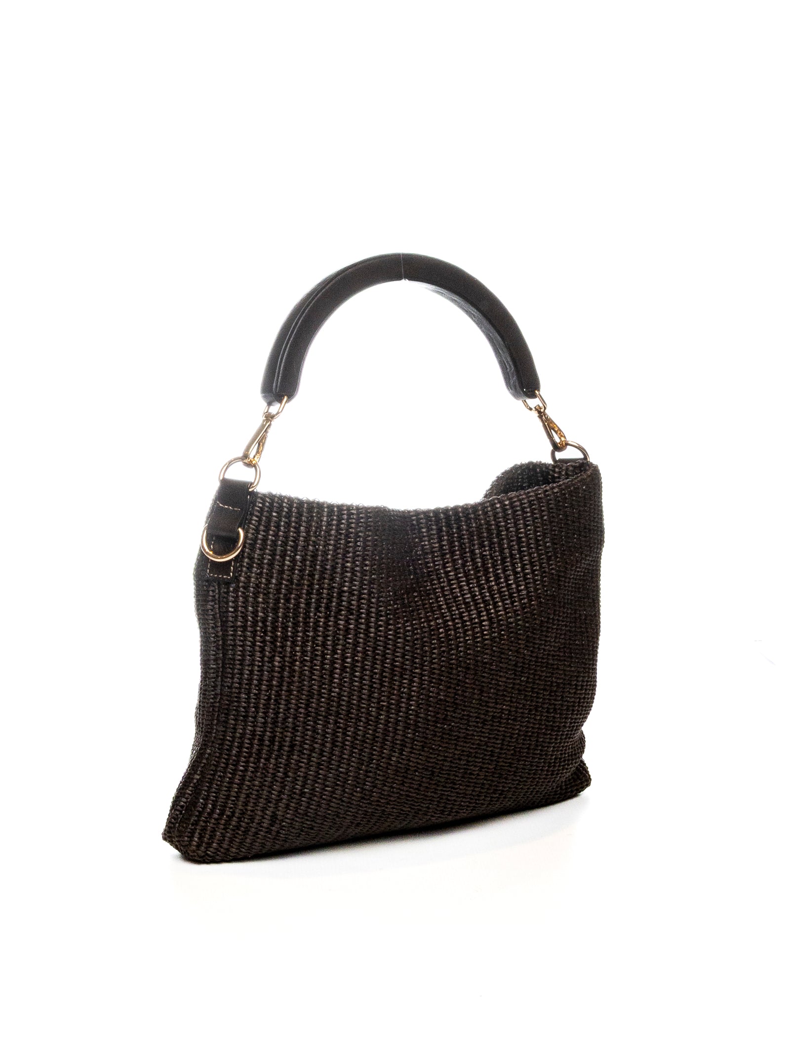 DI LORENZO borsa a spalla fiorellino testa di moro FIORELLINO RAFFIA-MORO/CAFFÈ
