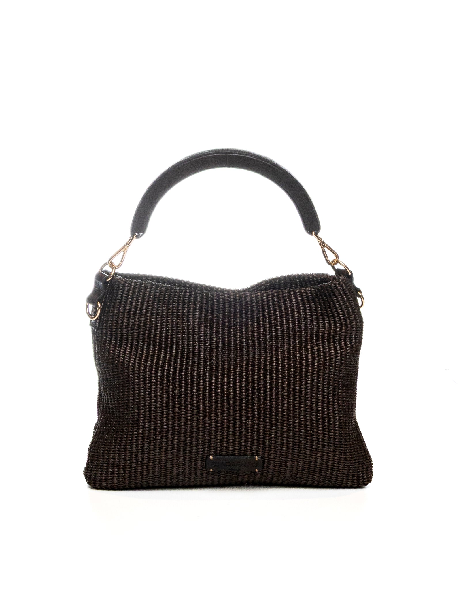 DI LORENZO borsa a spalla fiorellino testa di moro FIORELLINO RAFFIA-MORO/CAFFÈ