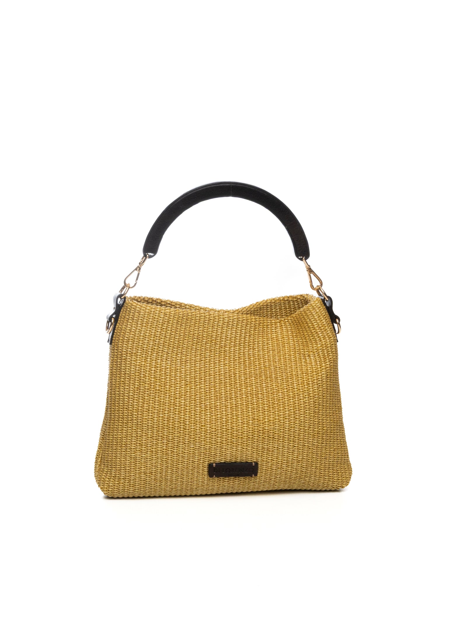 DI LORENZO borsa a spalla fiorellino senape FIORELLINO RAFFIA-SENAPE