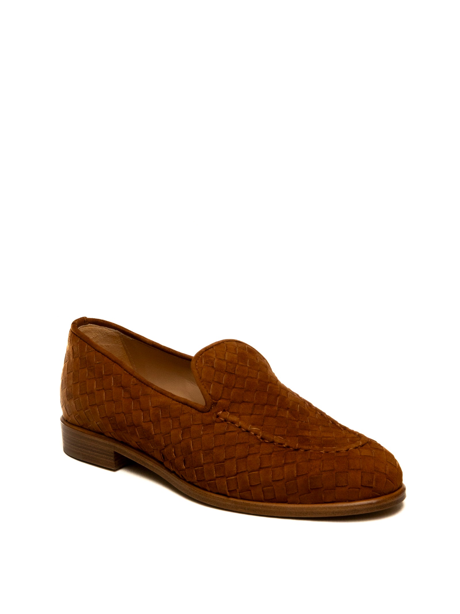 FRANCO RUSSO Mocassino camoscio intrecciato brandy 9907 CAM-BRANDY