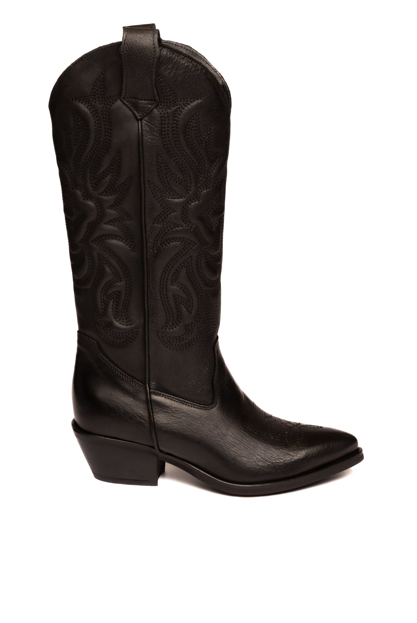 GISEL MOIRE Stivale texano in pelle nero CALIFORNIA VIT-NERO