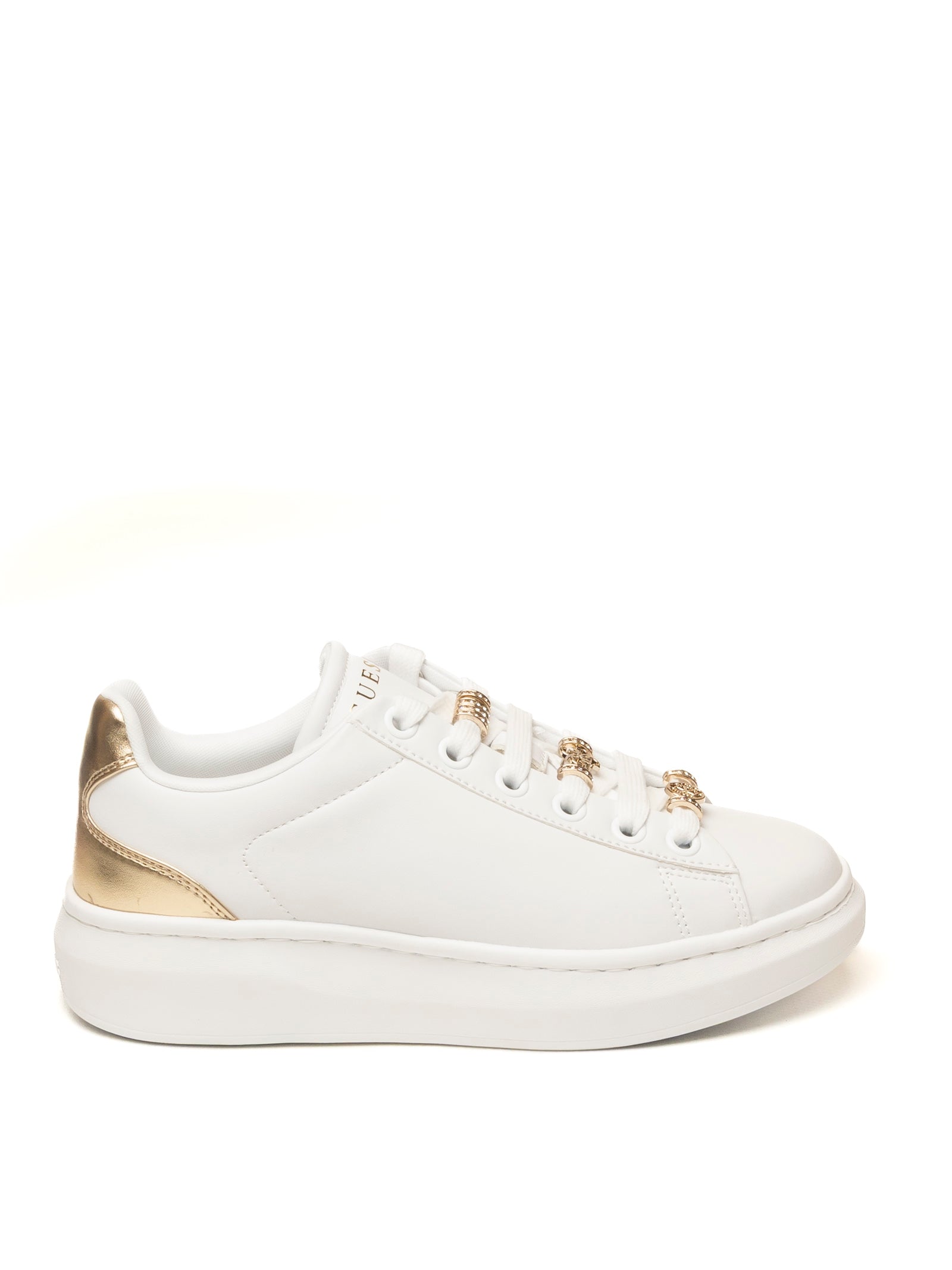 GUESS Sneaker fiona charme bianco/oro FLJFIO ELE12 FIONIA-WHT/PLT