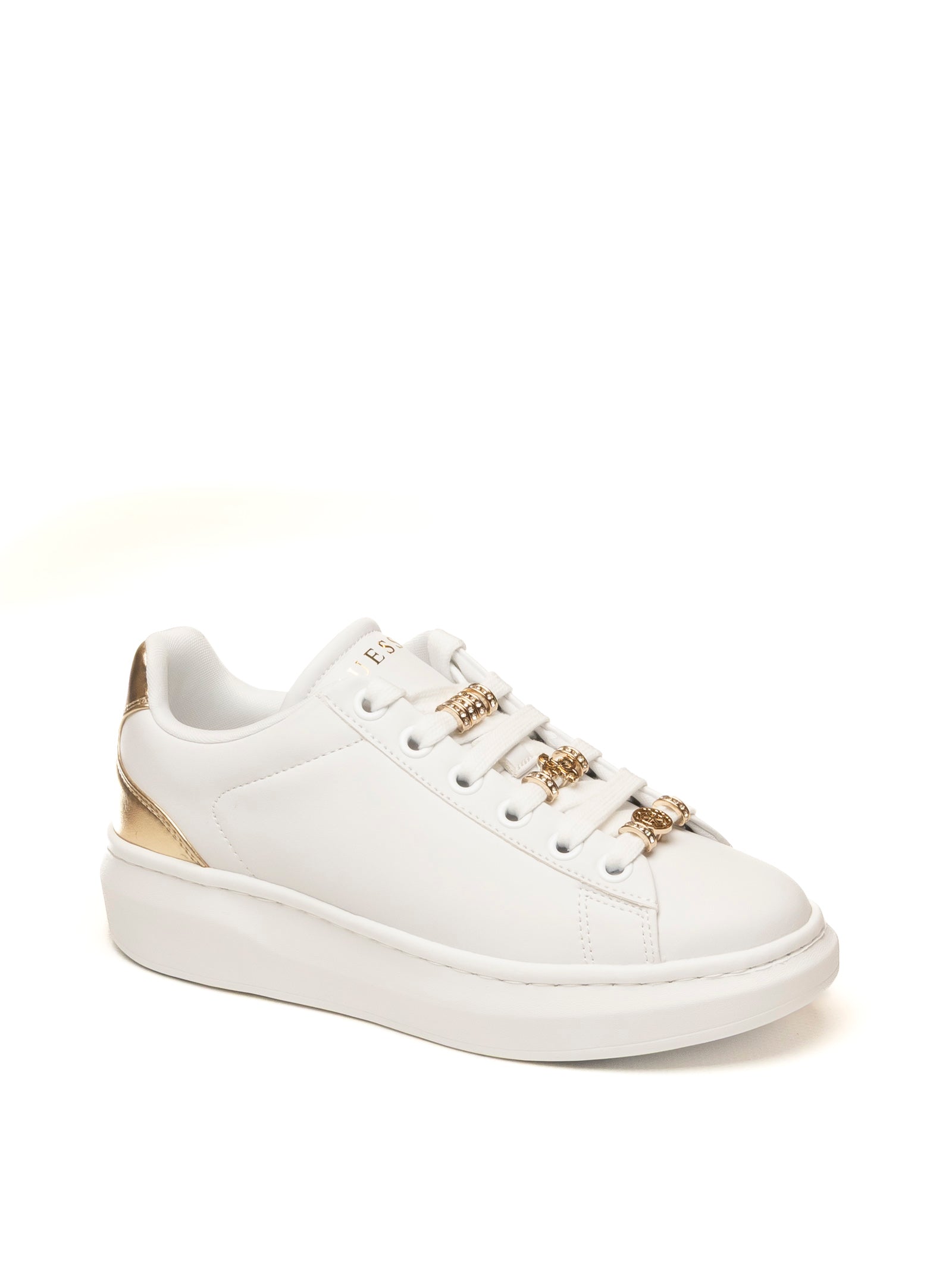 GUESS Sneaker fiona charme bianco/oro FLJFIO ELE12 FIONIA-WHT/PLT