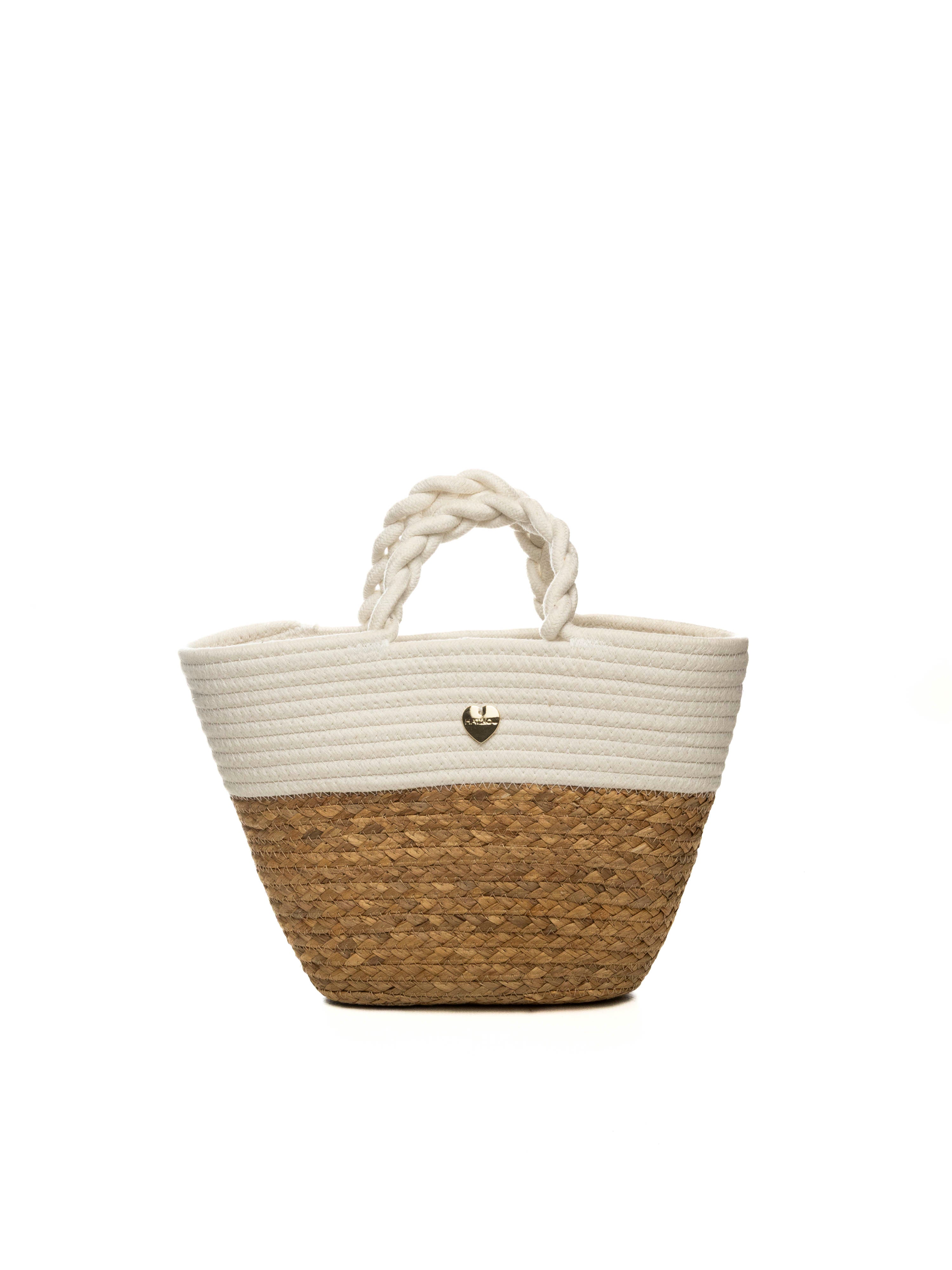 HATYOU borsa a mano bianca/naturale BP0304 TESSUTO-BIANCO