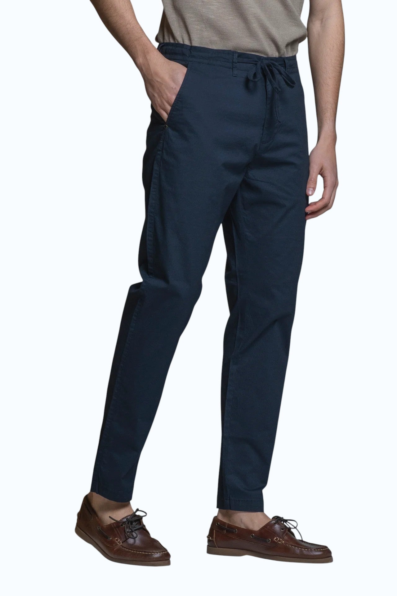 IMPURE pantalone cotone blu AXEL POPELINE-C01