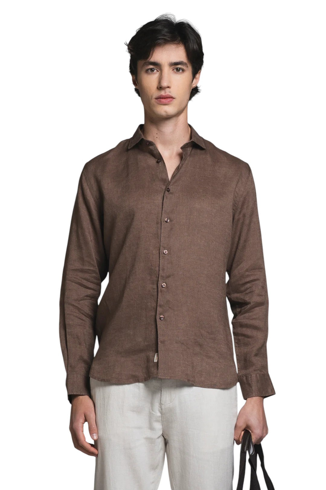 IMPURE camicia lino marrone RILEY LINO-157