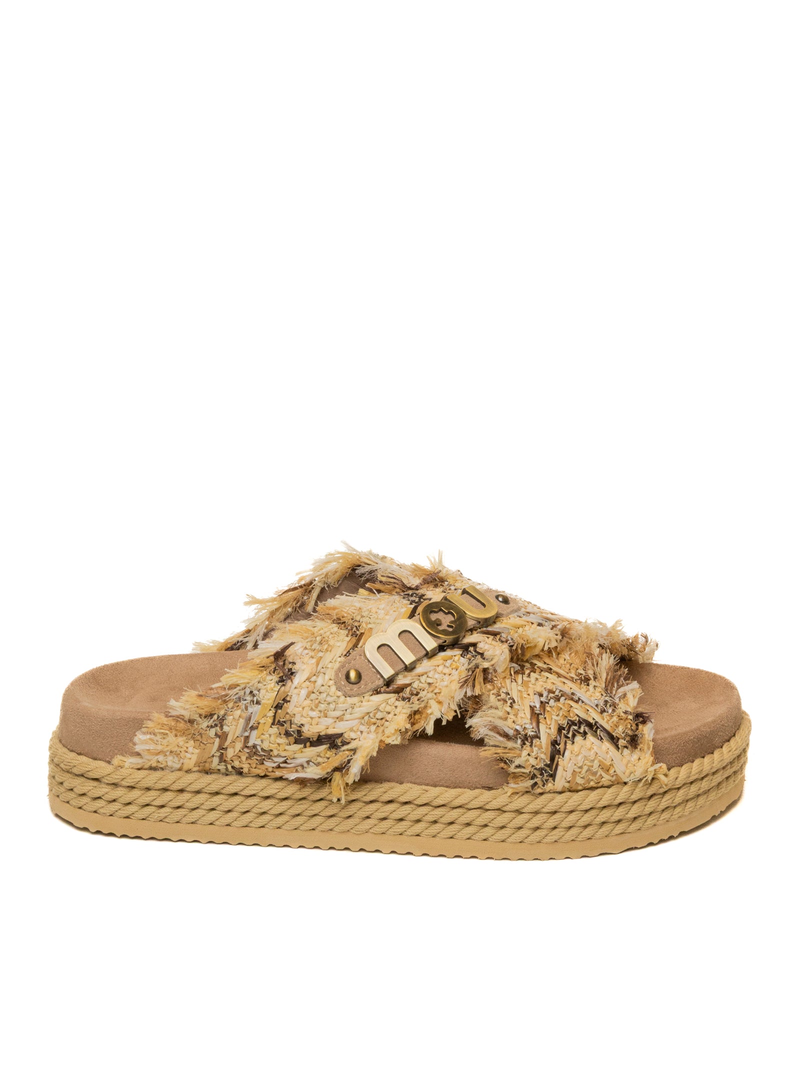 MOU Sandalo raffia intrecciata beige 451011K RAFIA-TERRA