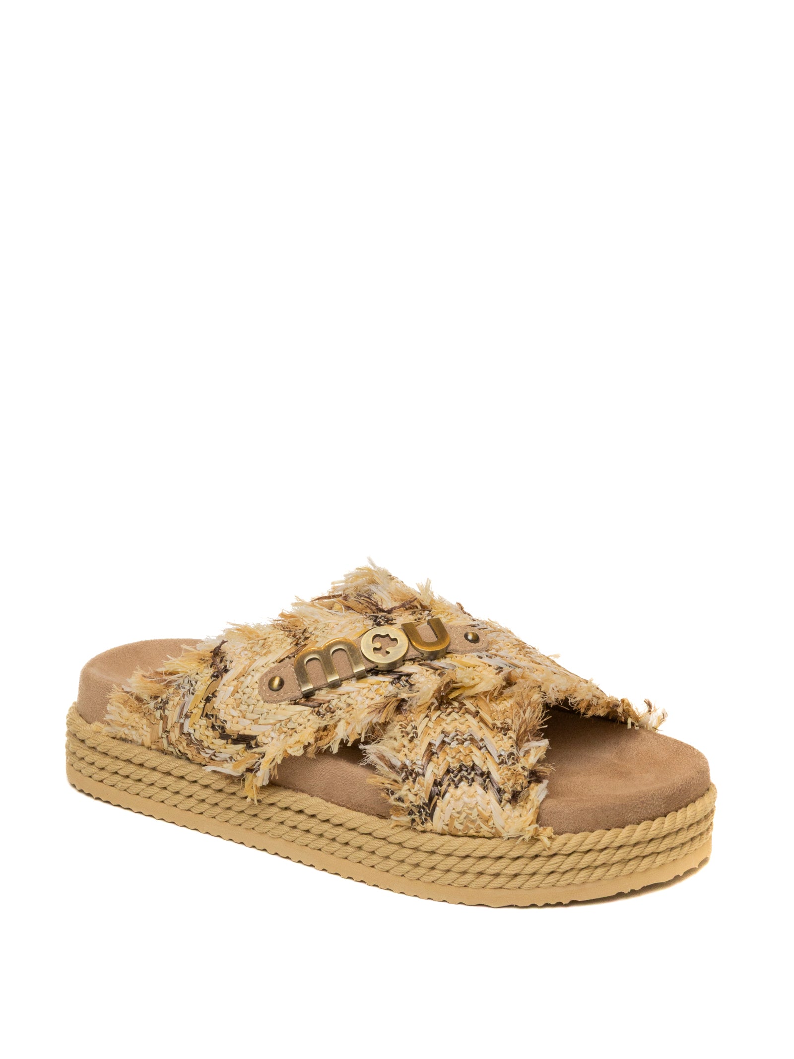 MOU Sandalo raffia intrecciata beige 451011K RAFIA-TERRA