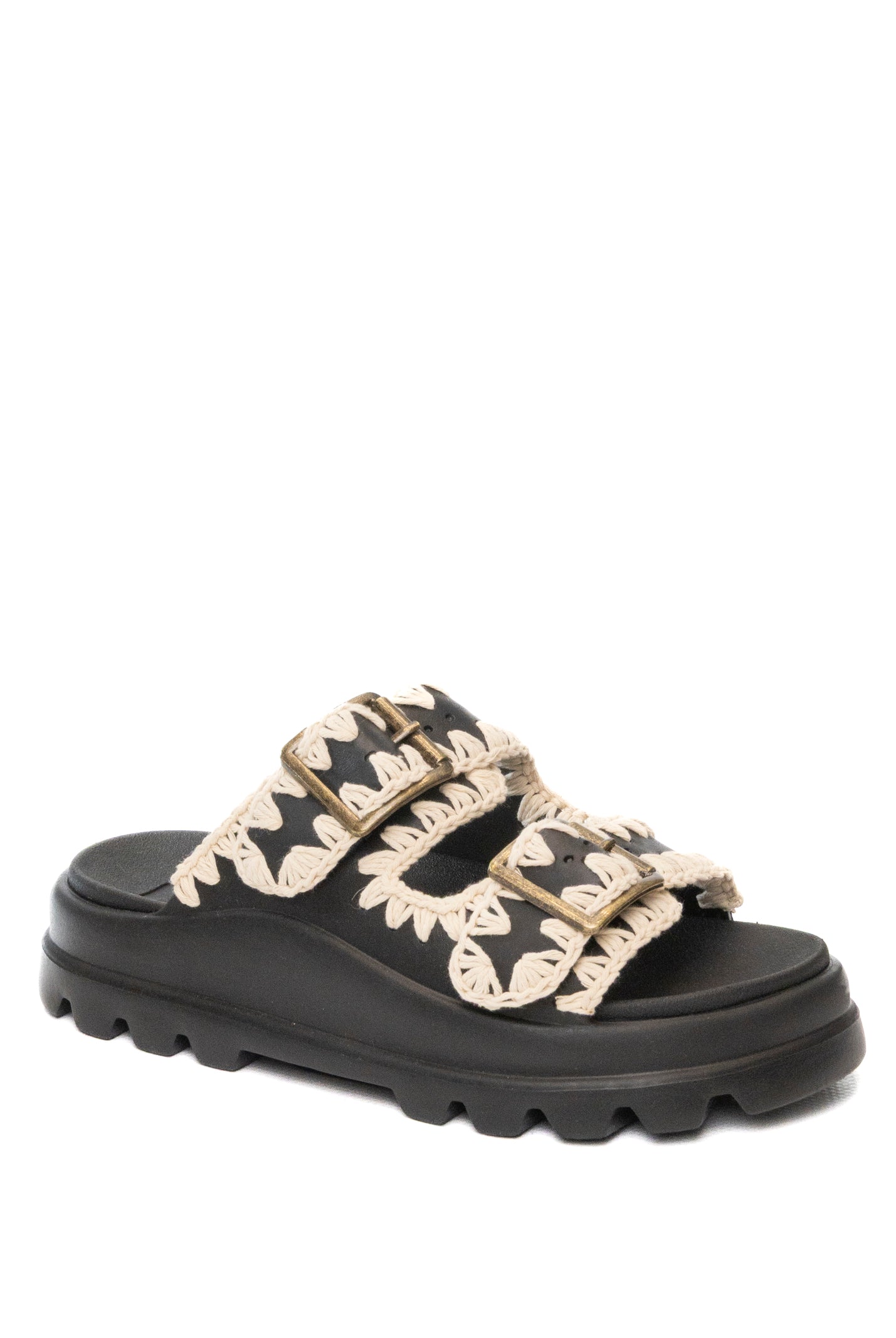 MOU Sandalo doppia fibbia gomma nero 661001N GUM-BKW
