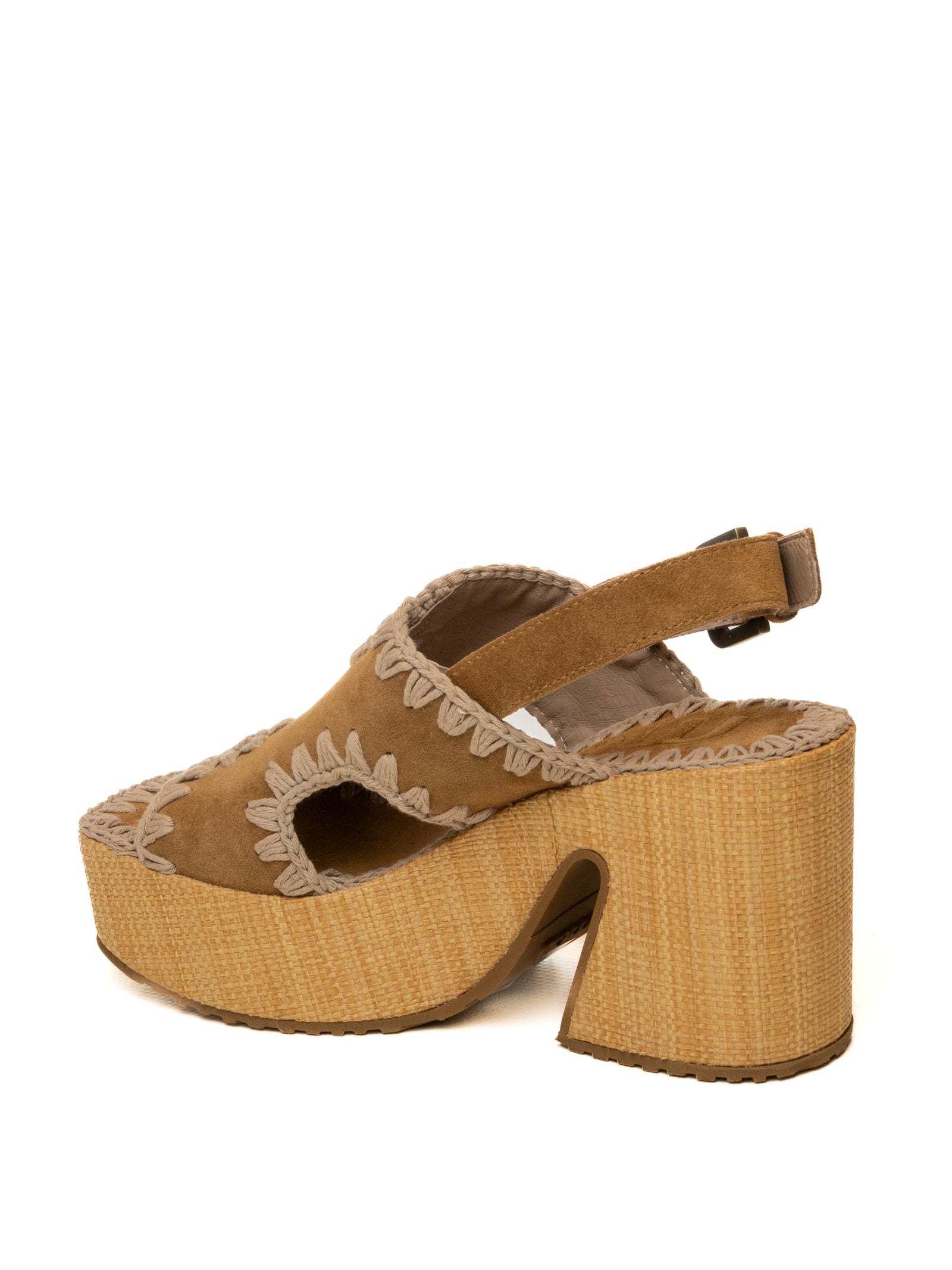 MOU Sandalo zeppa camoscio cognac 721002A RAFIA-COG