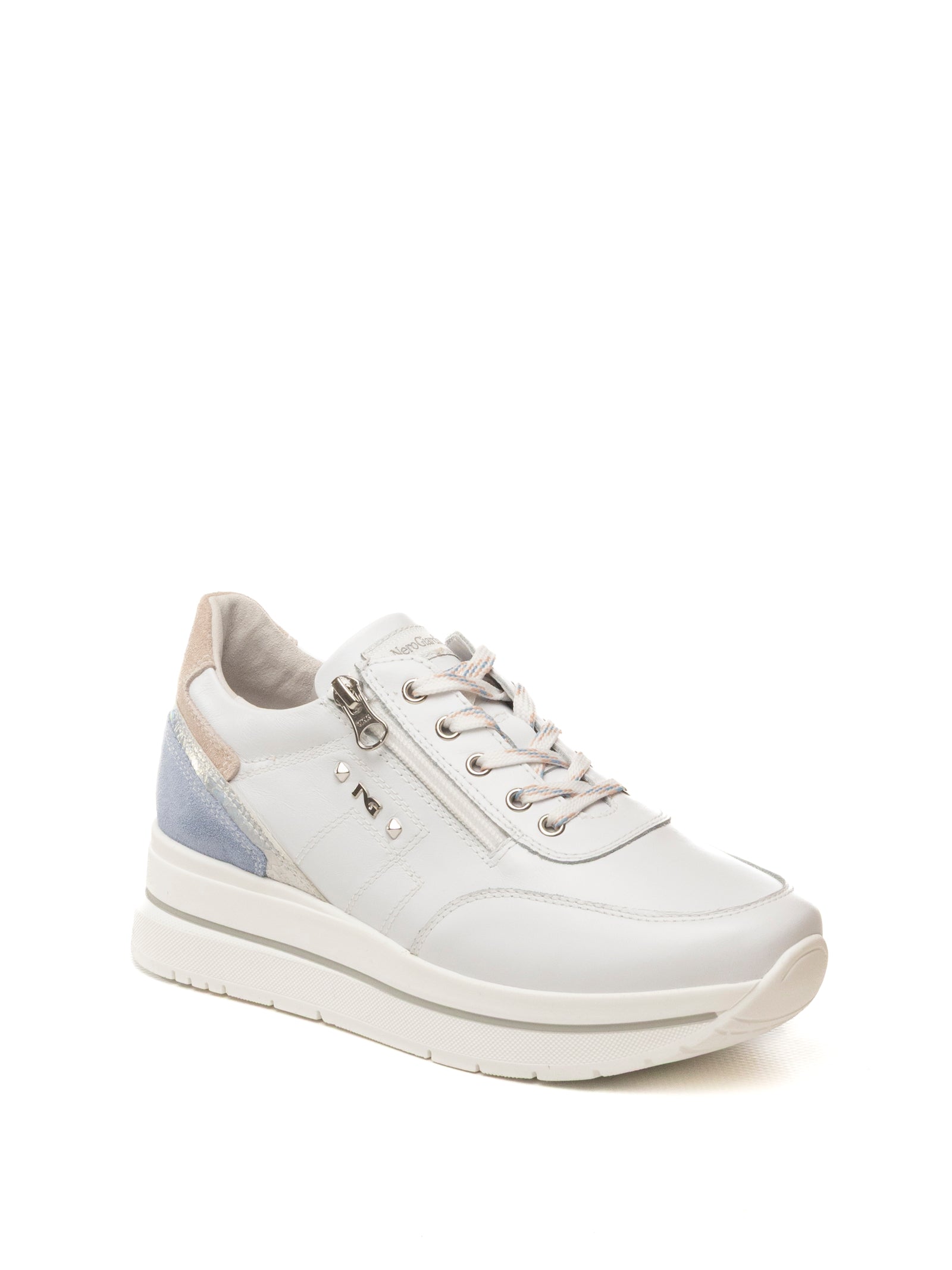 NERO GIARDINI Sneaker pelle bianco/azzurro/rosa E615203 SKIPPER-707