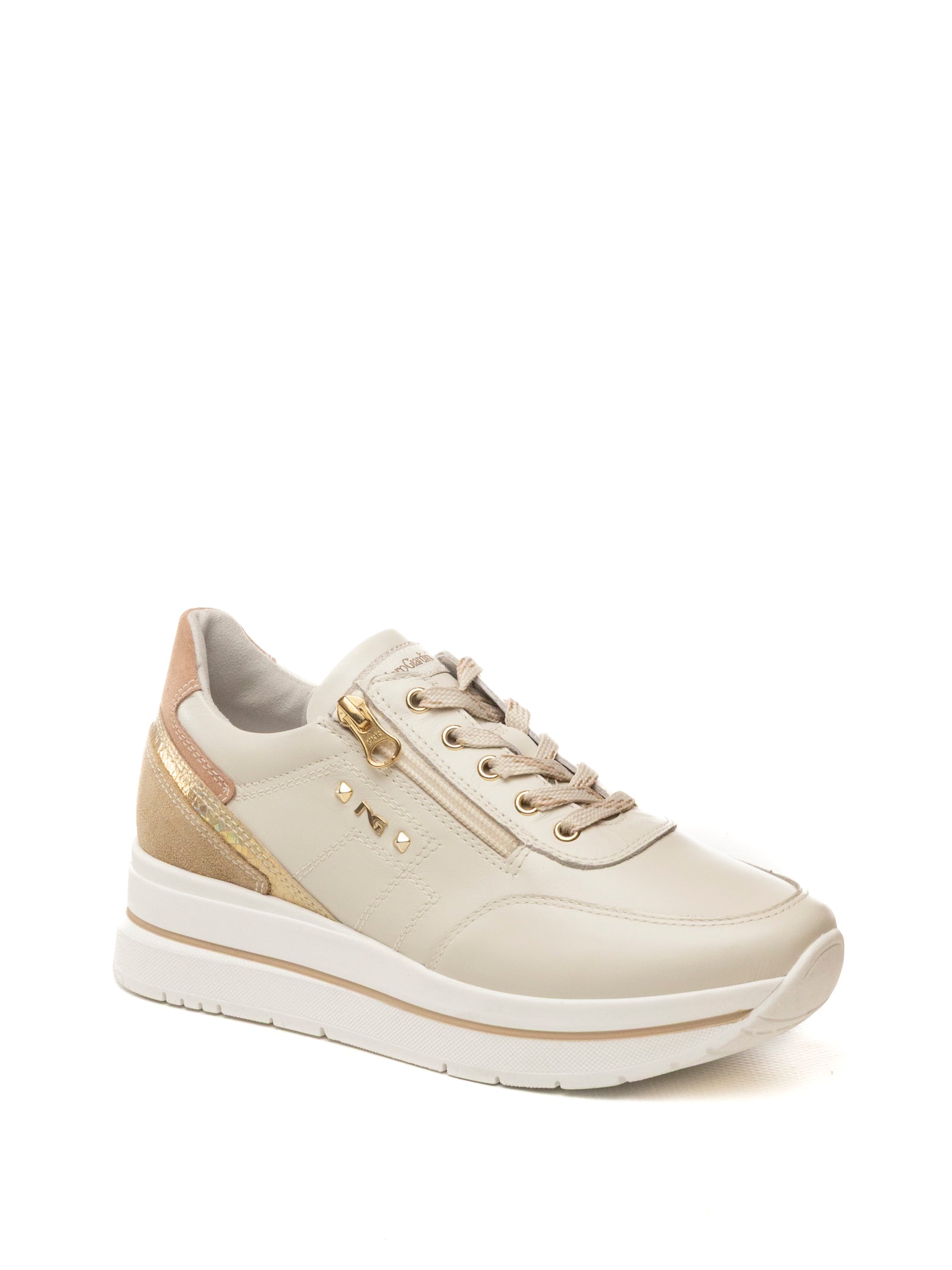 NERO GIARDINI Sneaker pelle bianco/rosa E615203 VELVET-713