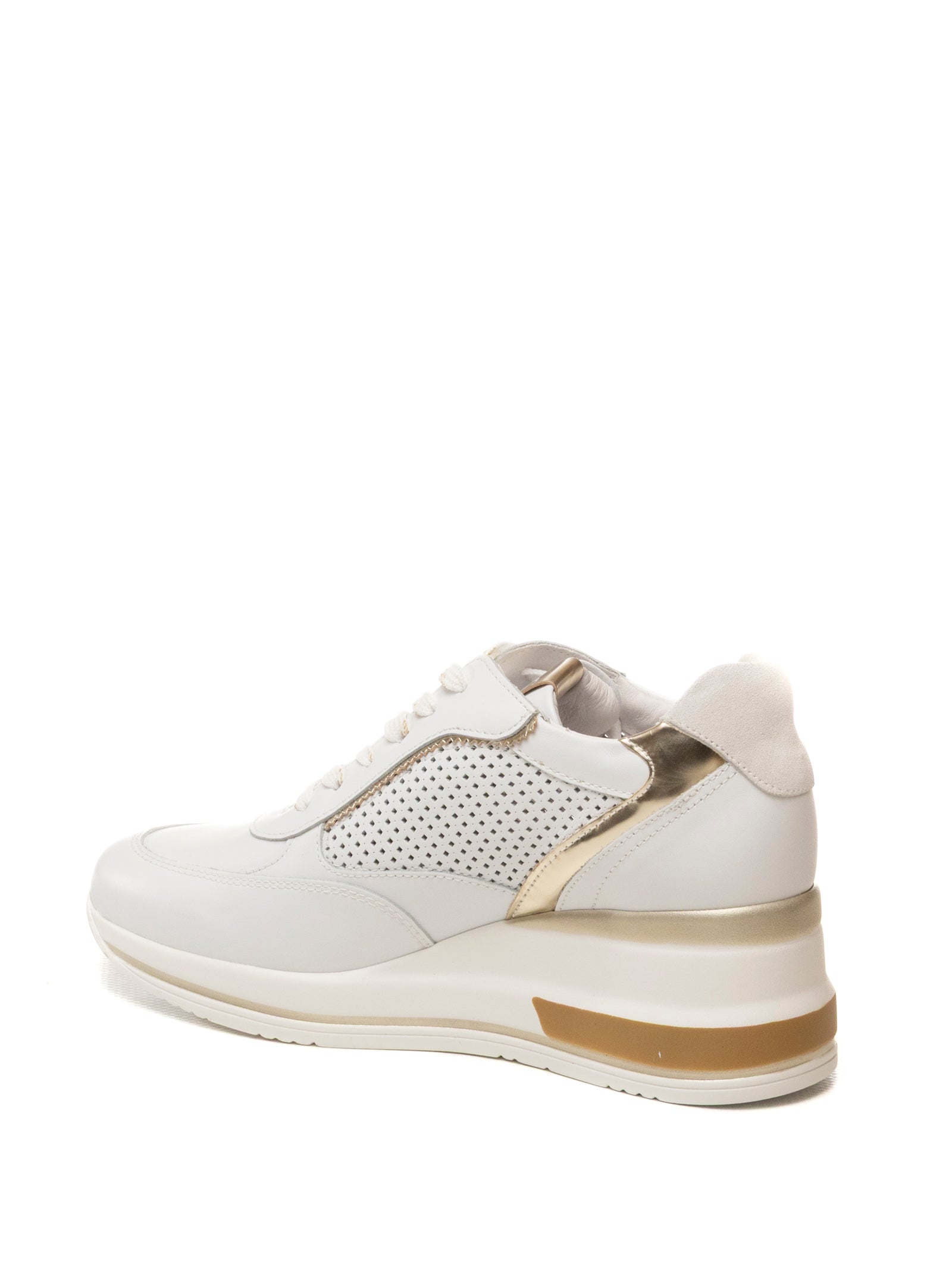 NERO GIARDINI Sneaker pellle bianco/oro E615234 SKIPPER-707