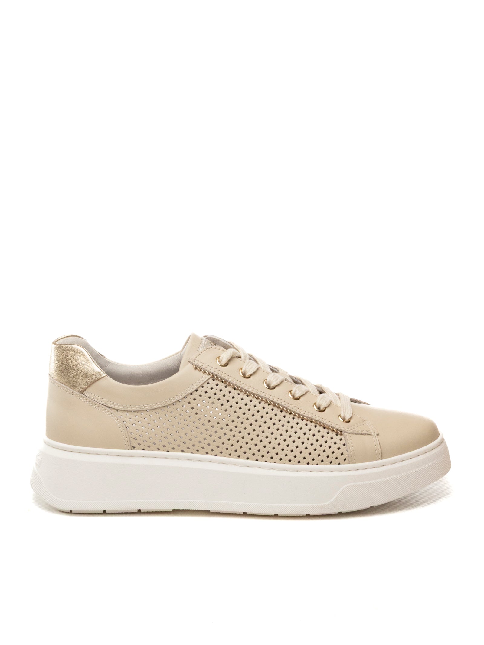 NERO GIARDINI Sneaker forata pelle beige E615274 VELVET-710