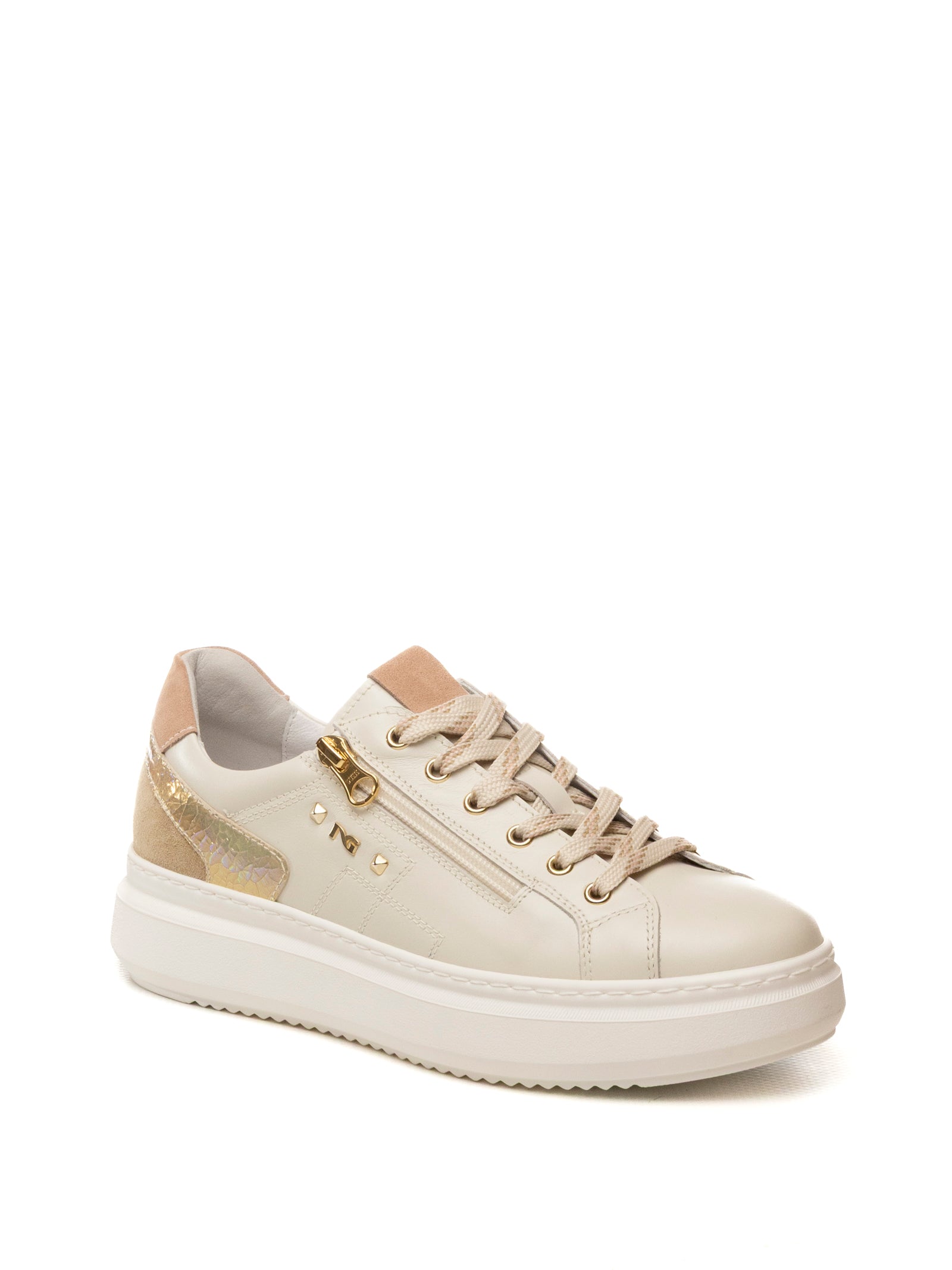 NERO GIARDINI Sneaker pelle bianco/beige/rosa E615285 VELVET-713
