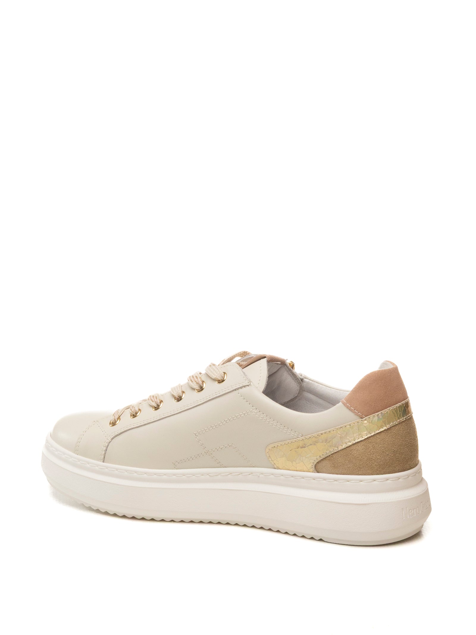 NERO GIARDINI Sneaker pelle bianco/beige/rosa E615285 VELVET-713