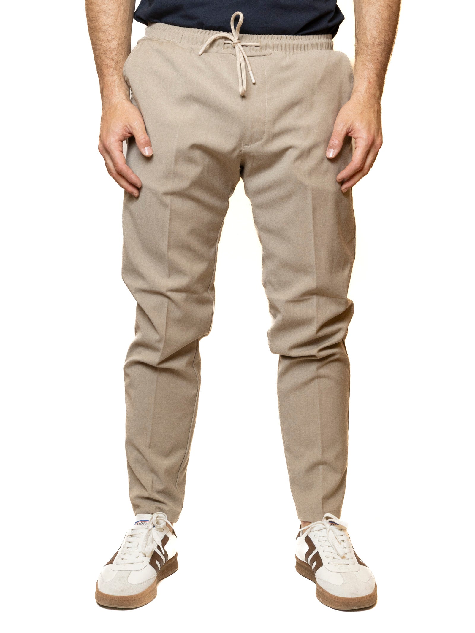QB24 pantalone cotone sabbia 0126178 COTONE-SAND