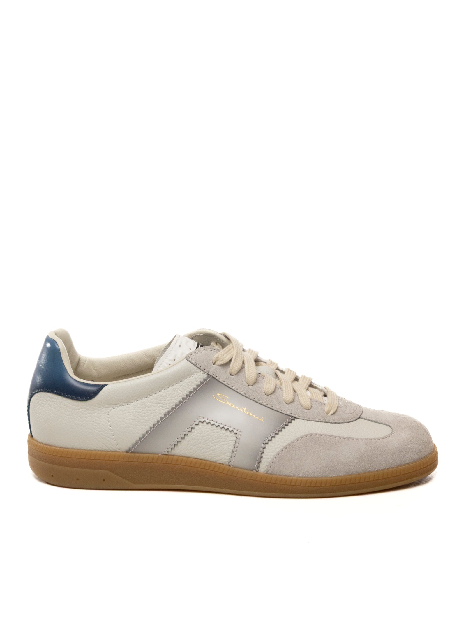 SANTONI Sneaker pelle bianco/blu 21965 WHITE-132