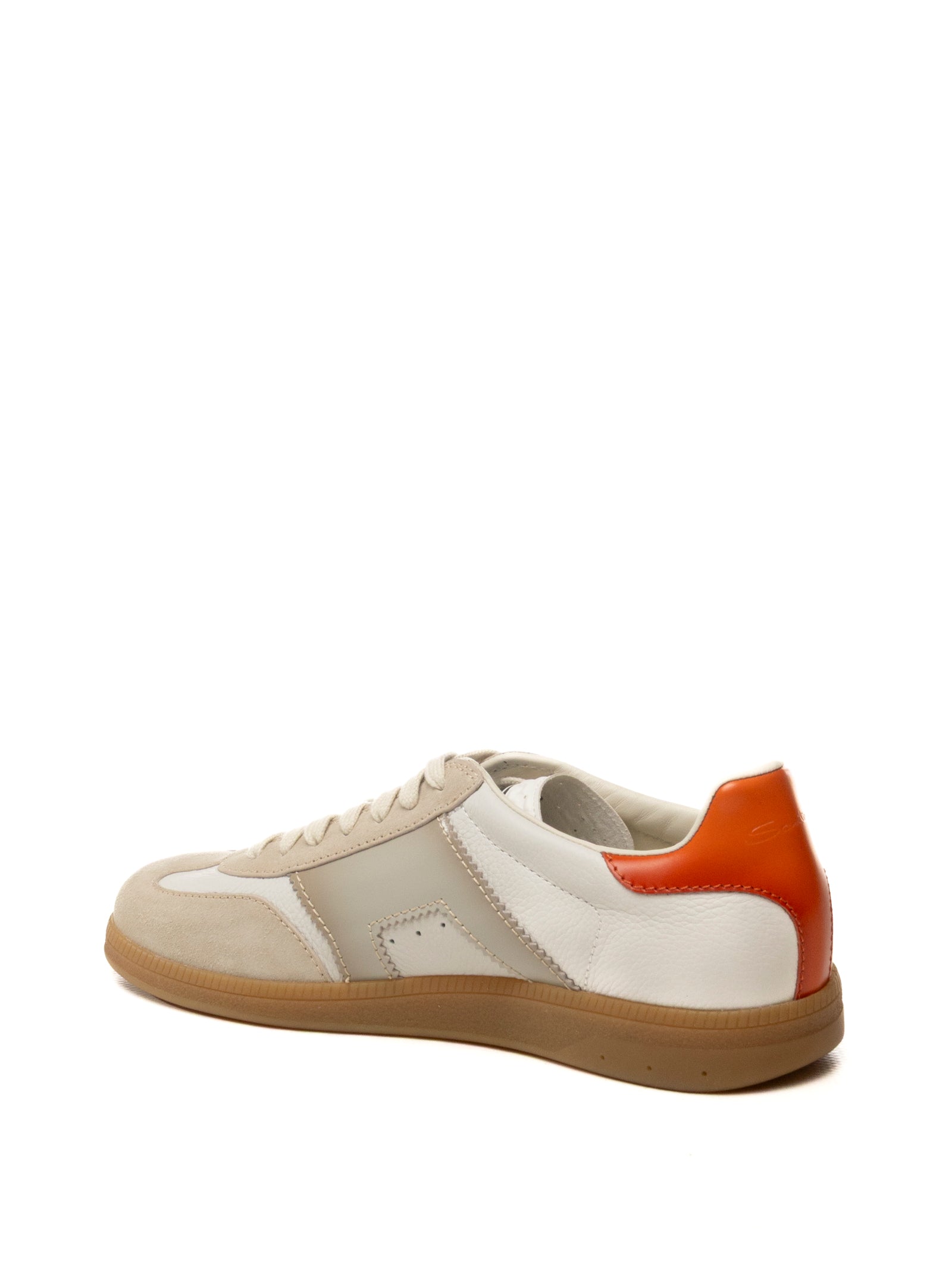 SANTONI Sneaker pelle bianco/arancio 21965 WHITE-185