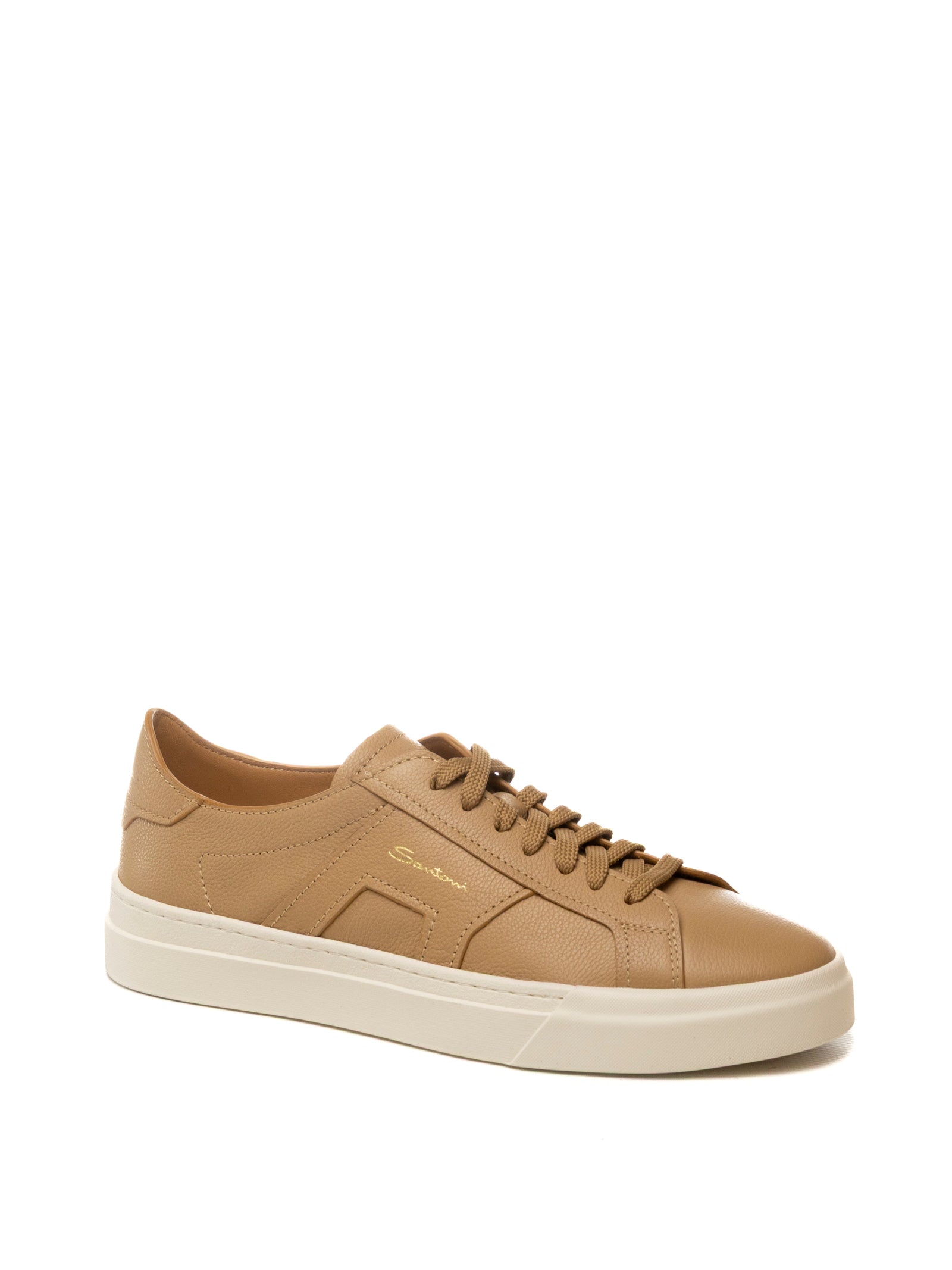 SANTONI Sneaker pelle beige 21967 LIGHT BROWN-C13