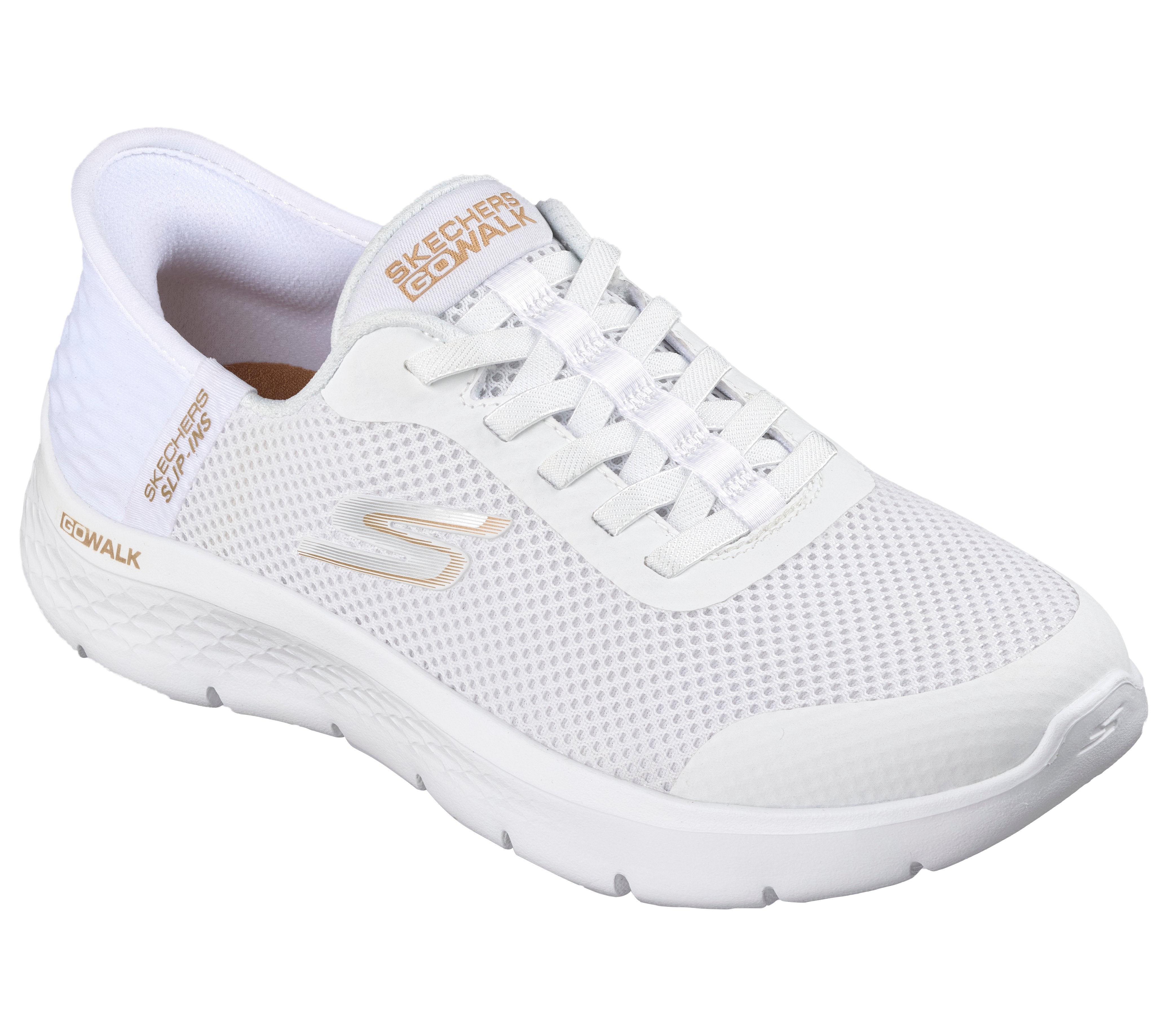 SKECHERS Sneaker go walk flex slip ins bianco/oro 124836 GO WALK FLEX-WGD
