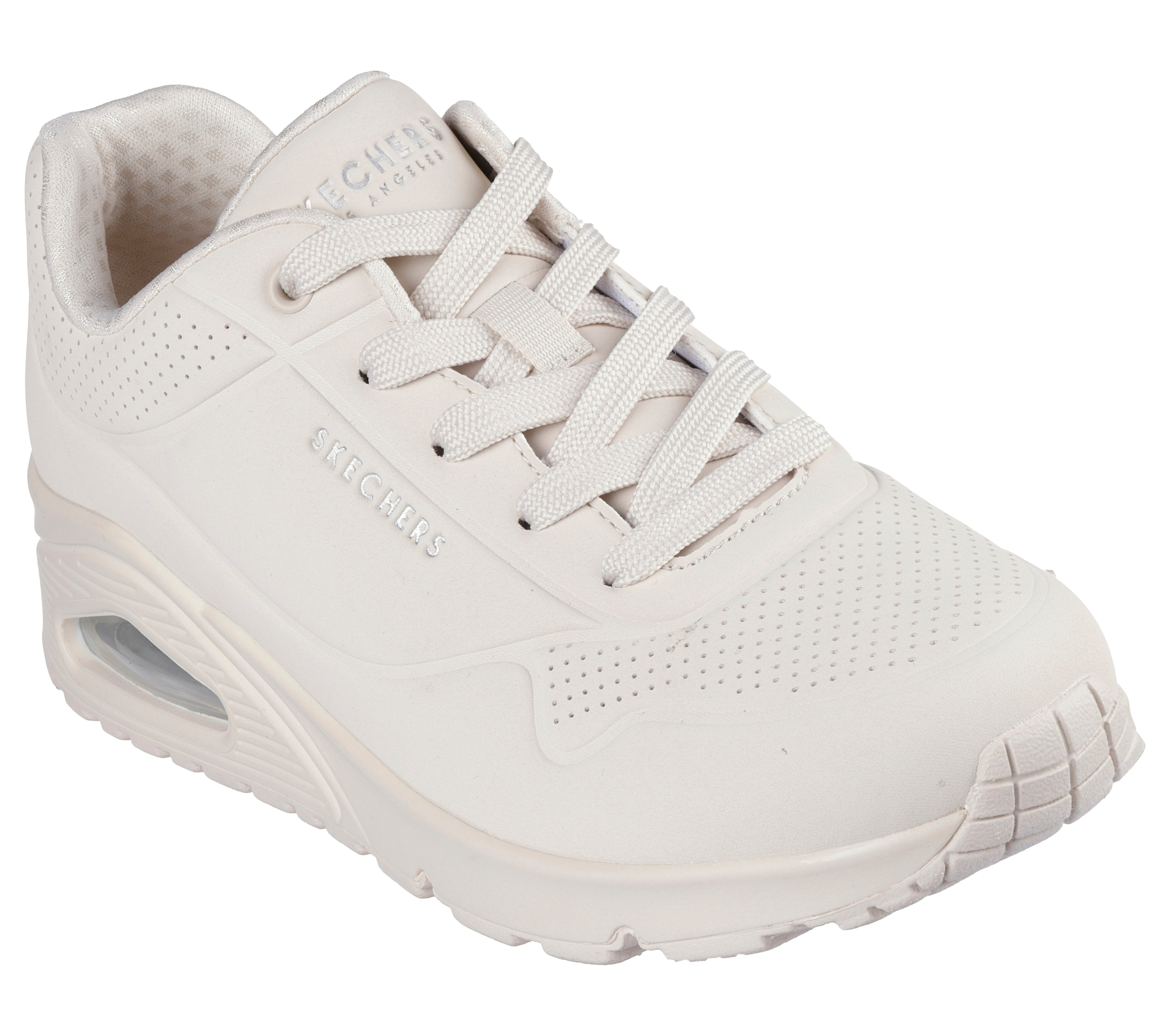 SKECHERS Sneaker pelle off white 73690 UNO STAND-OWHT