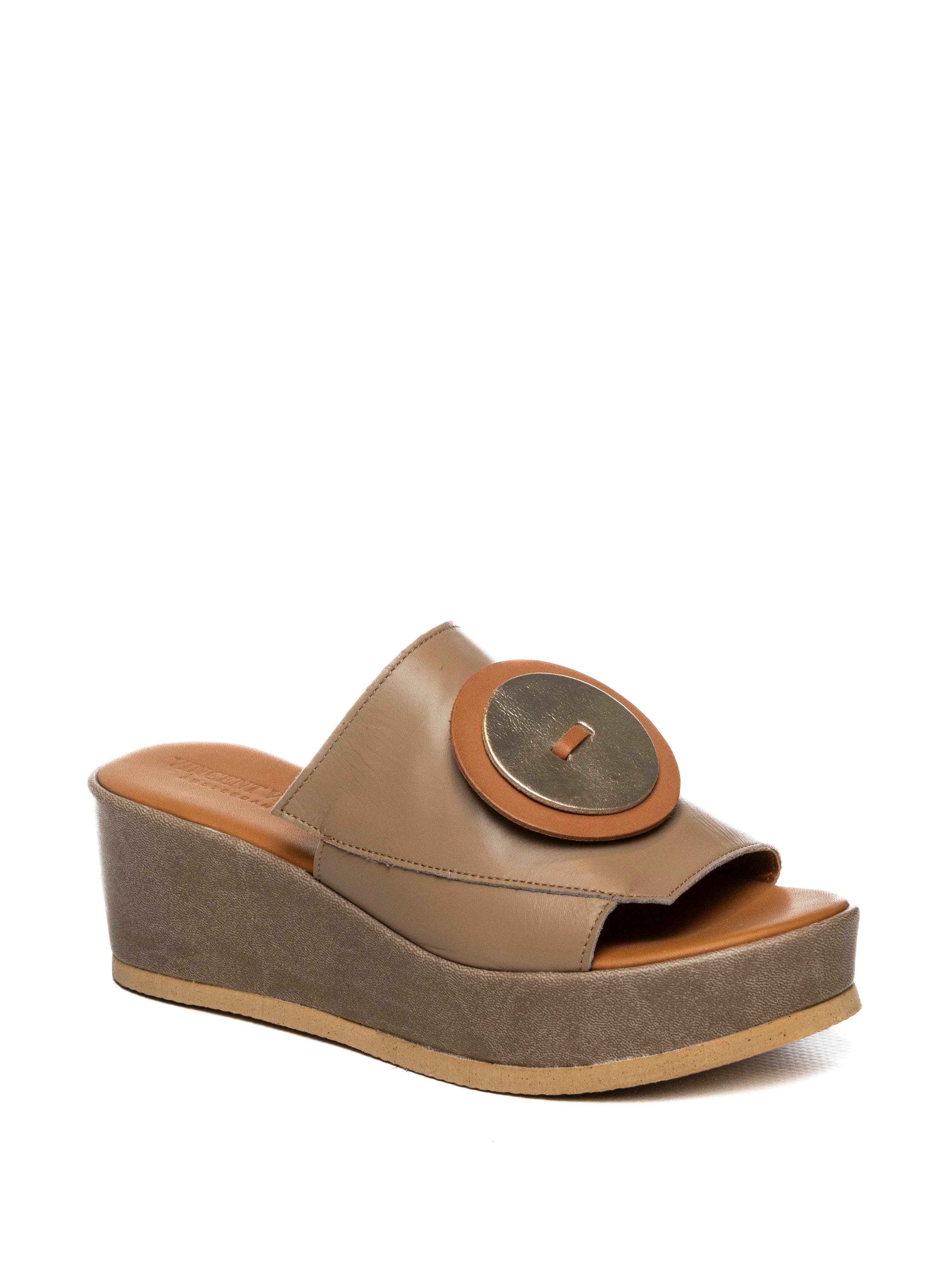 VINCENT VEGA Sandalo zeppa pelle taupe ARTYS ZP5 VIT-TAUPE