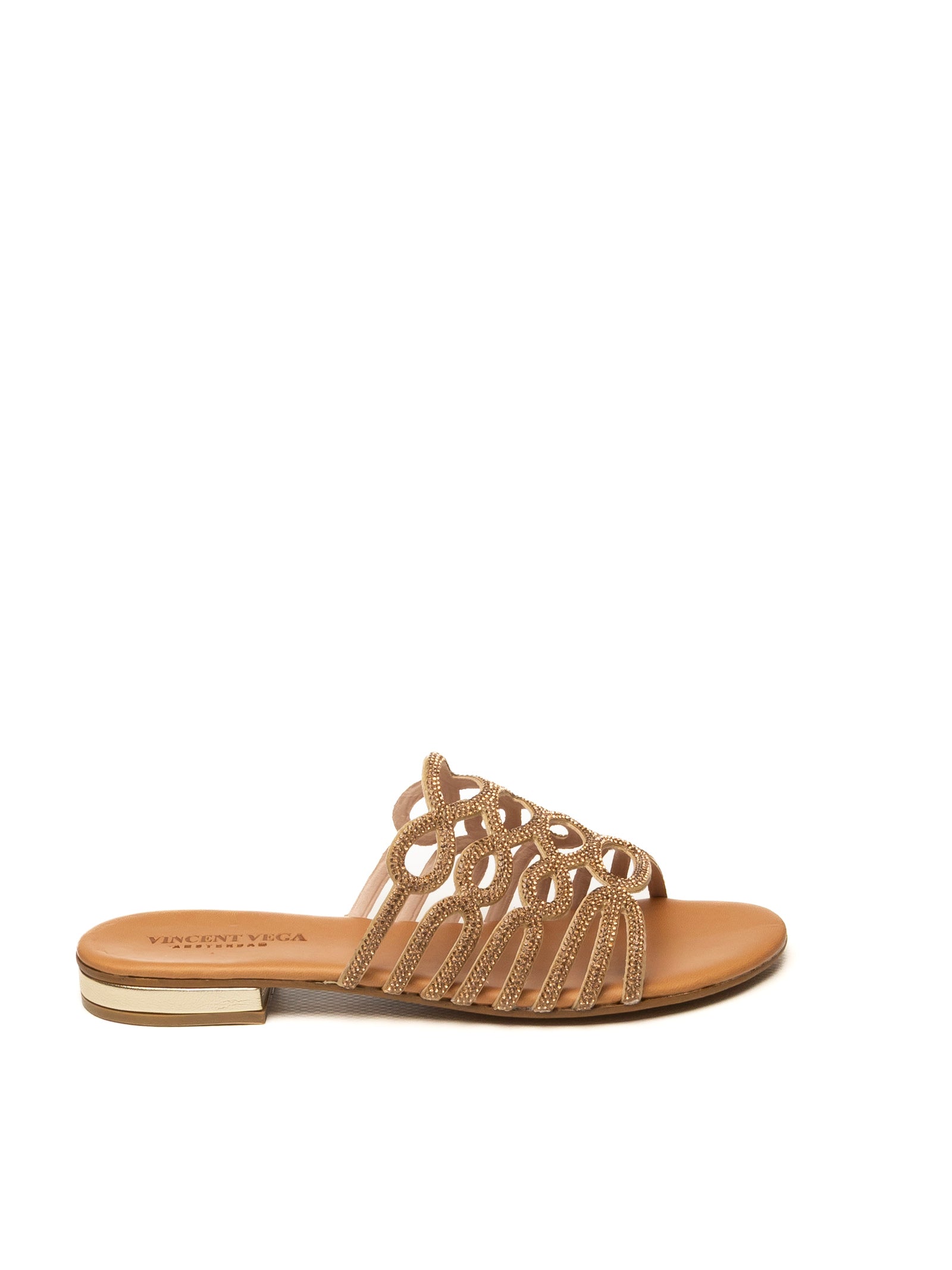 VINCENT VEGA Sandalo giada strass oro GIADA STRIP-GOLD