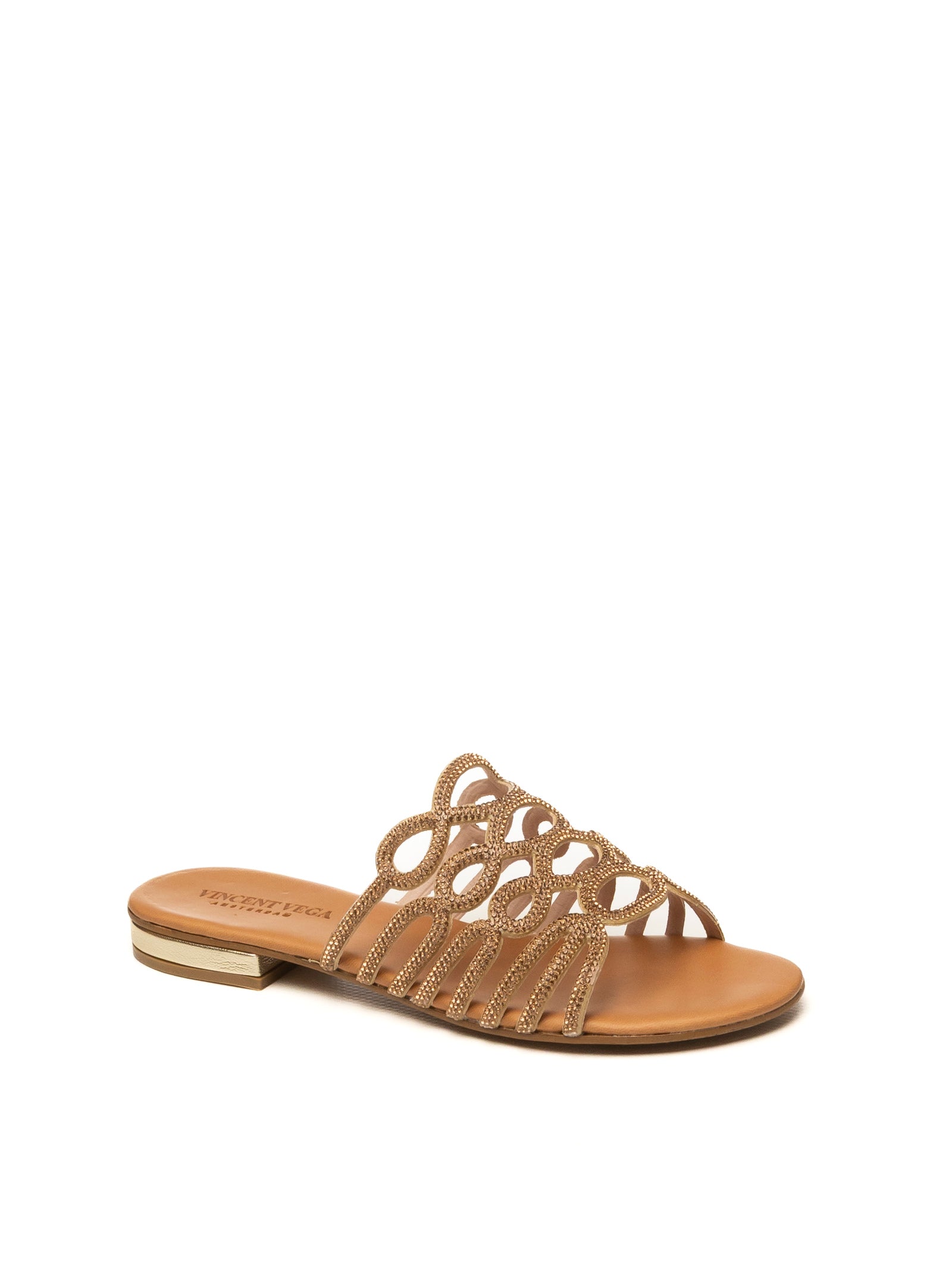 VINCENT VEGA Sandalo giada strass oro GIADA STRIP-GOLD