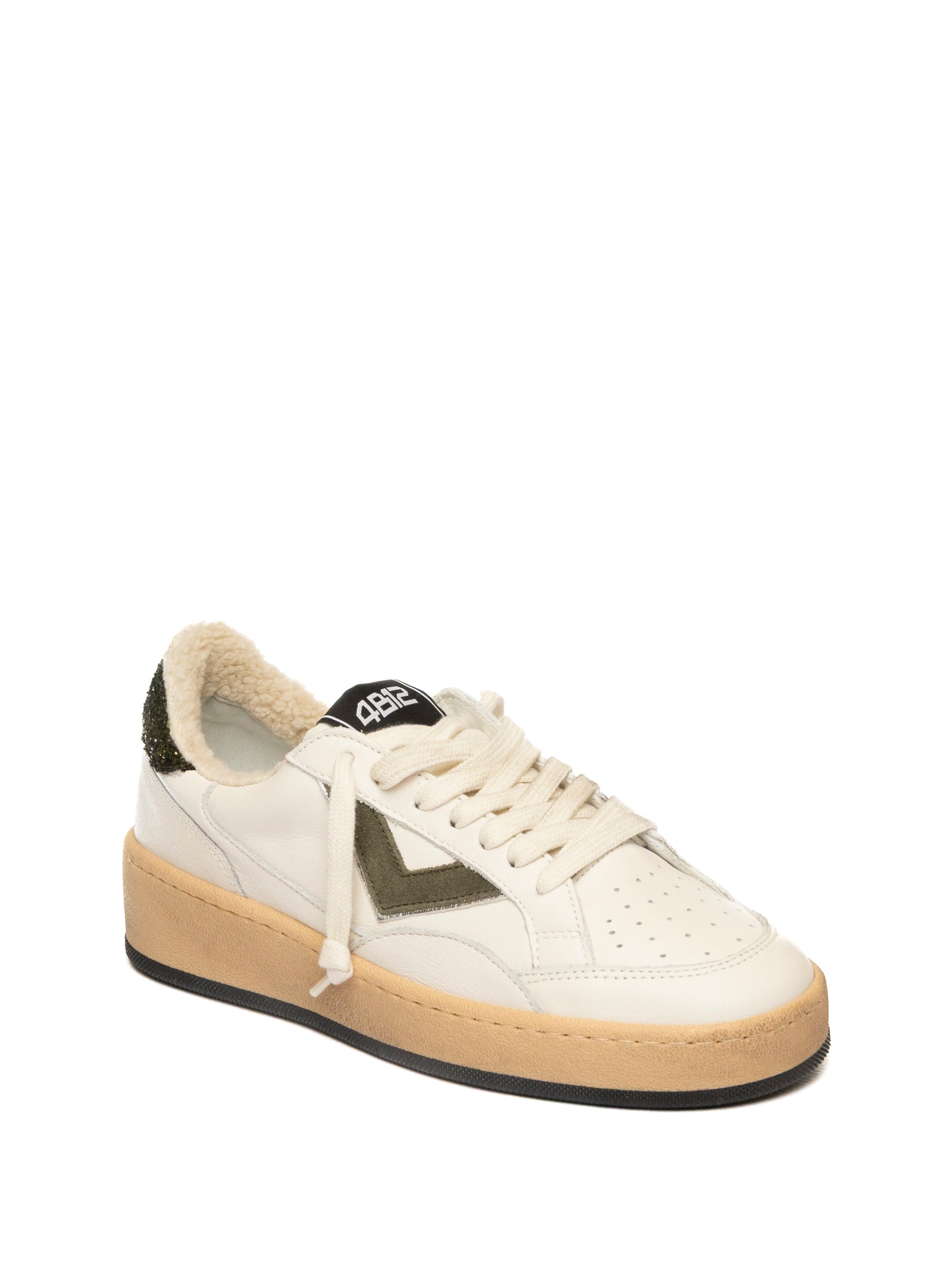 4B12 Sneaker play new bianco/militare PLAYNEW D PELLE/CAM-228 