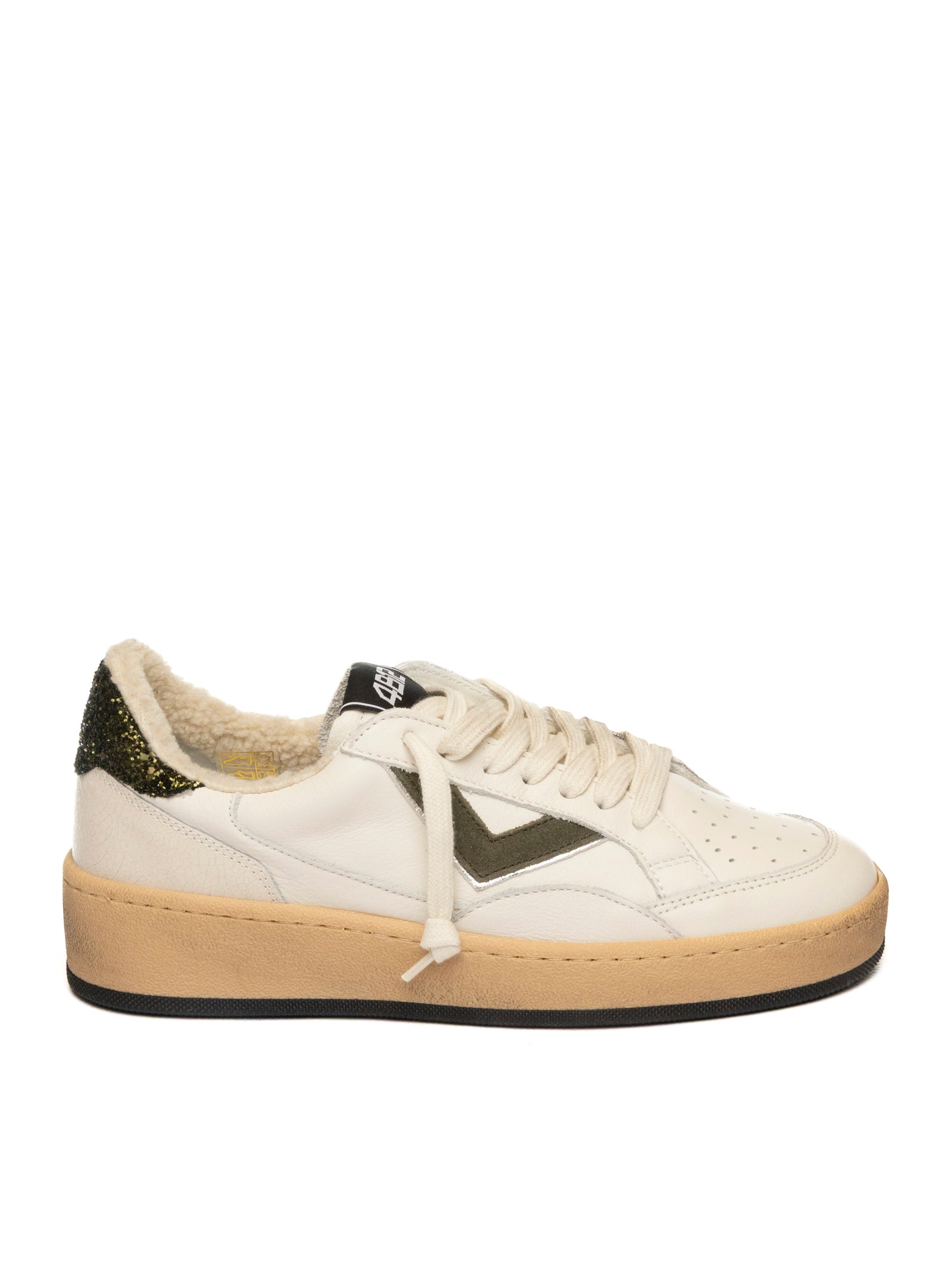 4B12 Sneaker play new bianco/militare PLAYNEW D PELLE/CAM-228 