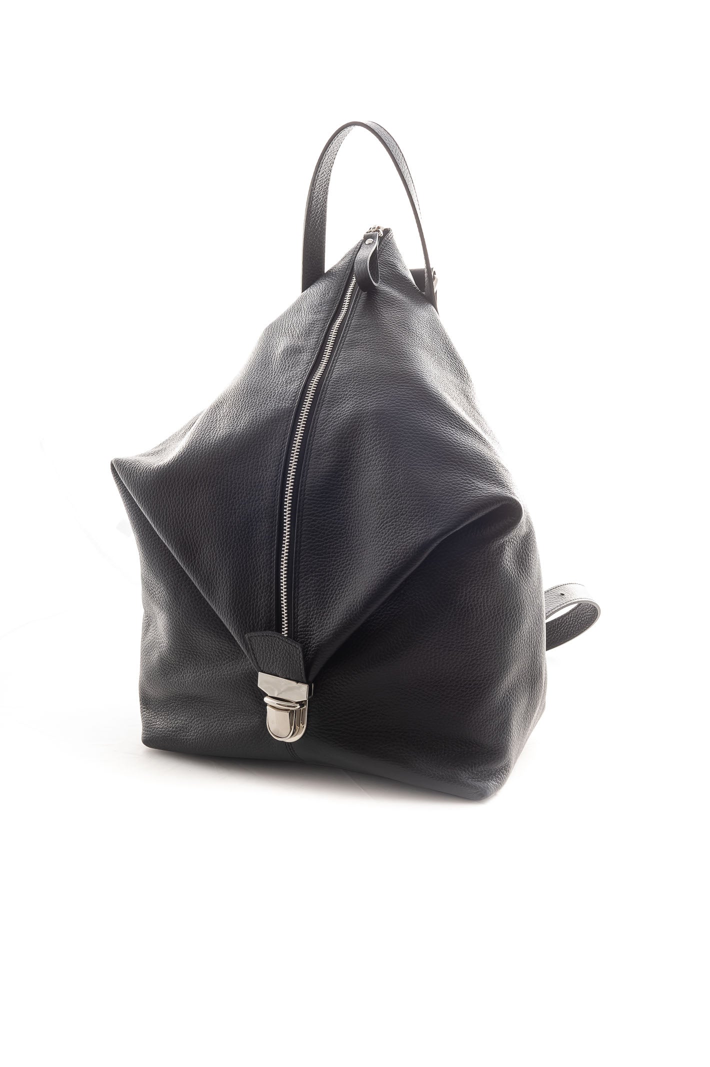 PK BY PASKAL Unisex Black Leather Backpacks