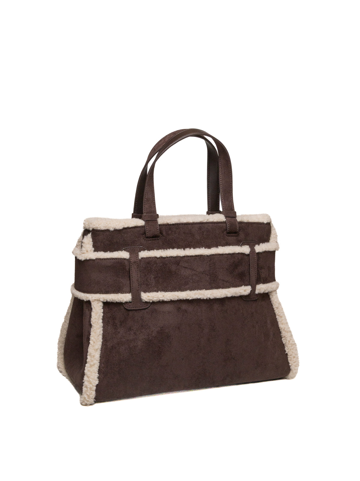 Borsa shopping Armani Exchange marrone moro vista di tre quarti posteriore con manici
