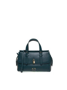 Borsa a mano in pelle verde Armani Exchange con lucchetto dorato vista frontale