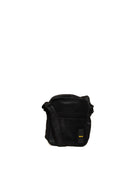 Borsa a tracolla mini in nylon nero Blauer vista dal fronte con logo giallo