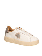 Sneaker in pelle panna Blauer con punta tonda e allacciatura frontale con lacci piatti
