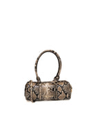 Bauletto in pelle pitonata beige Ermanno Scervino vista frontale con manici e logo dorato
